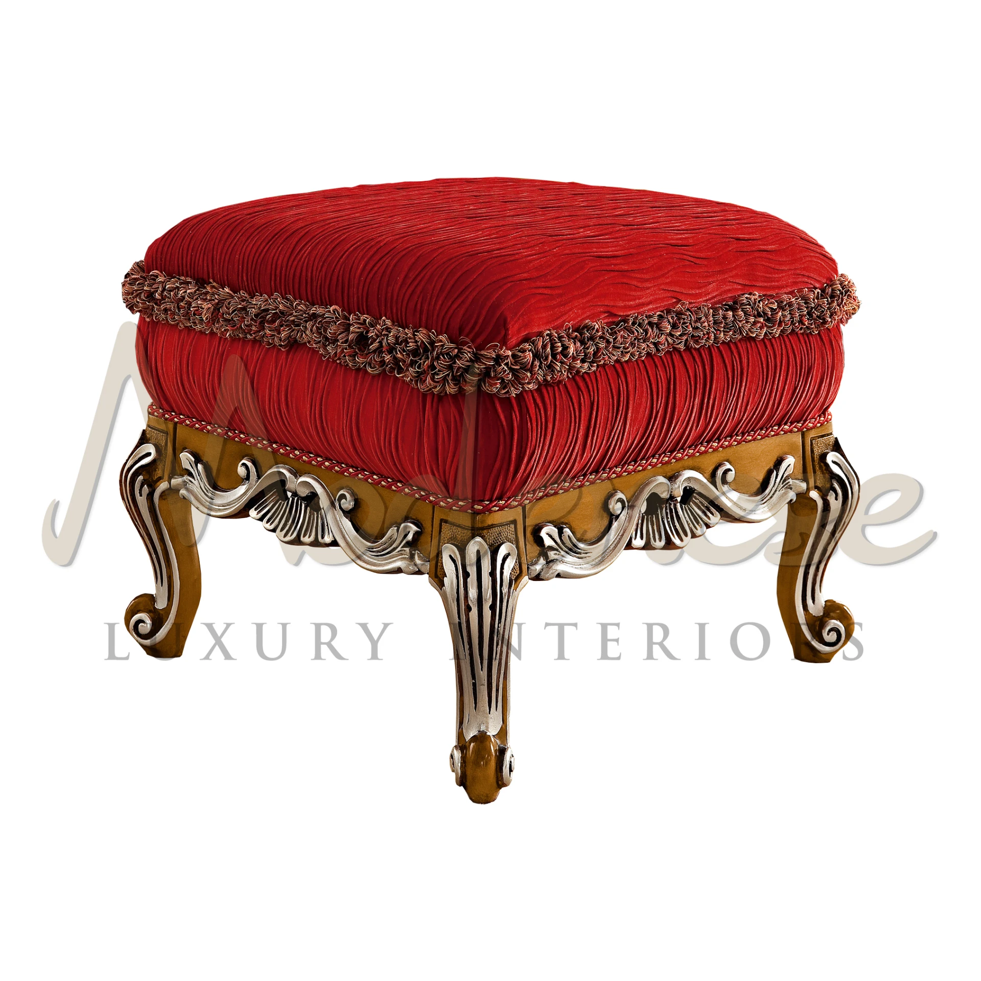 Red velvet pouffe discount