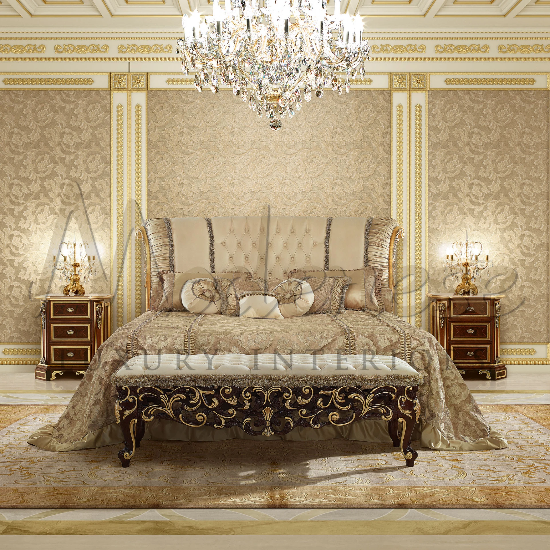 Royal Luxurious Hand Made Italian Bench For Bedroom.                                                                                                         