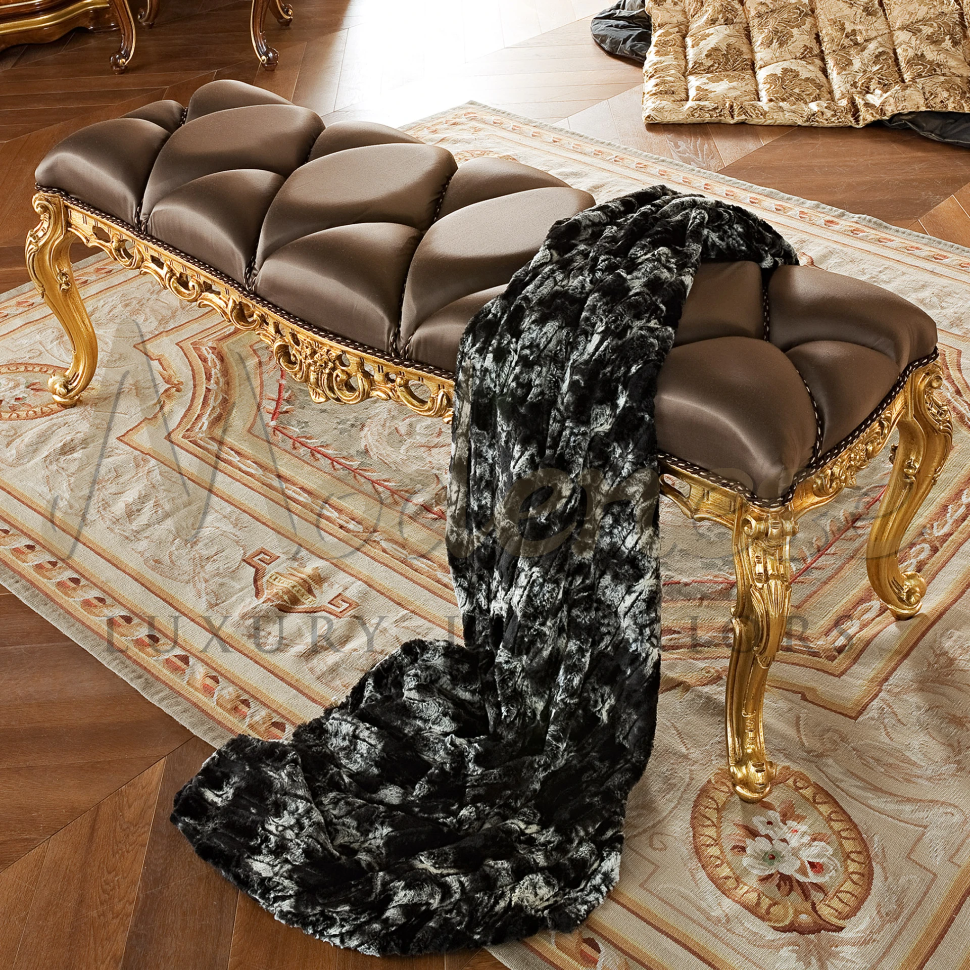 Luxury Classical Bedroom Bench brings classical opulence to your personal sanctuary made in Italy                                                            
