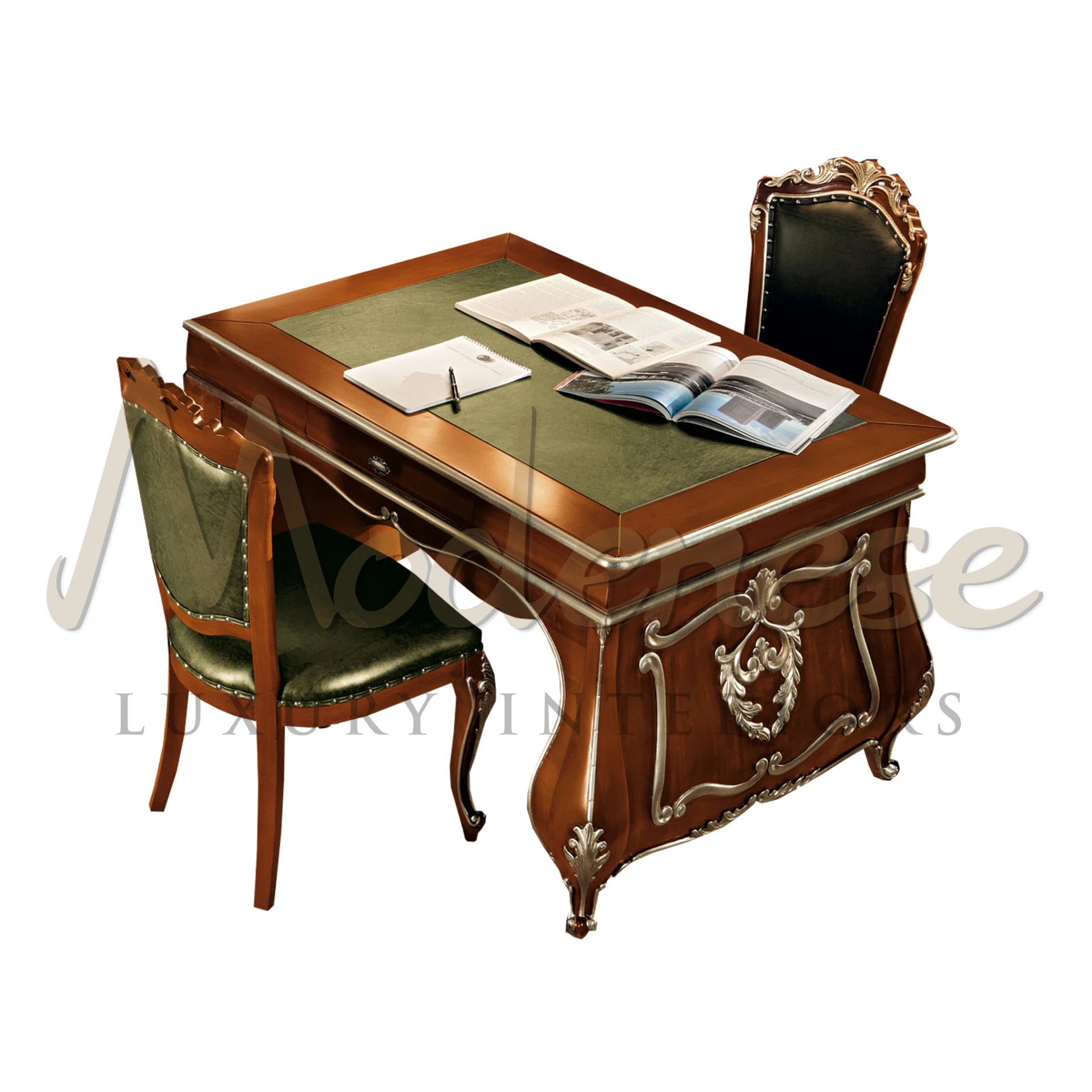 Timeless Domed Extension Desk Cherry Wood Silver Leaf Details helen-ashton-s-amazon-page