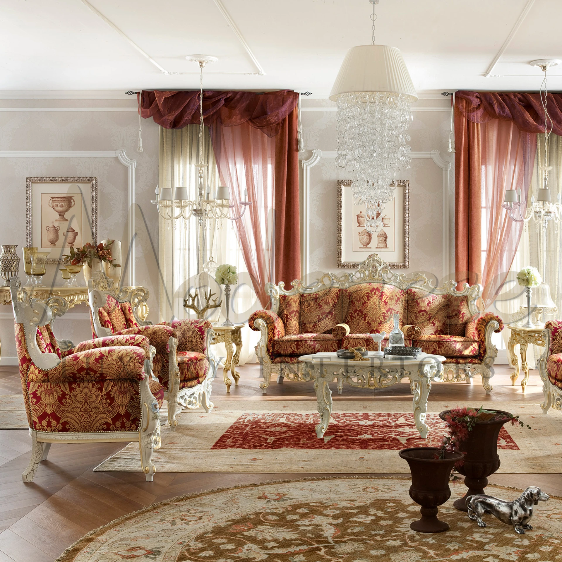 Luxurious handmade armchair with ornate carvings