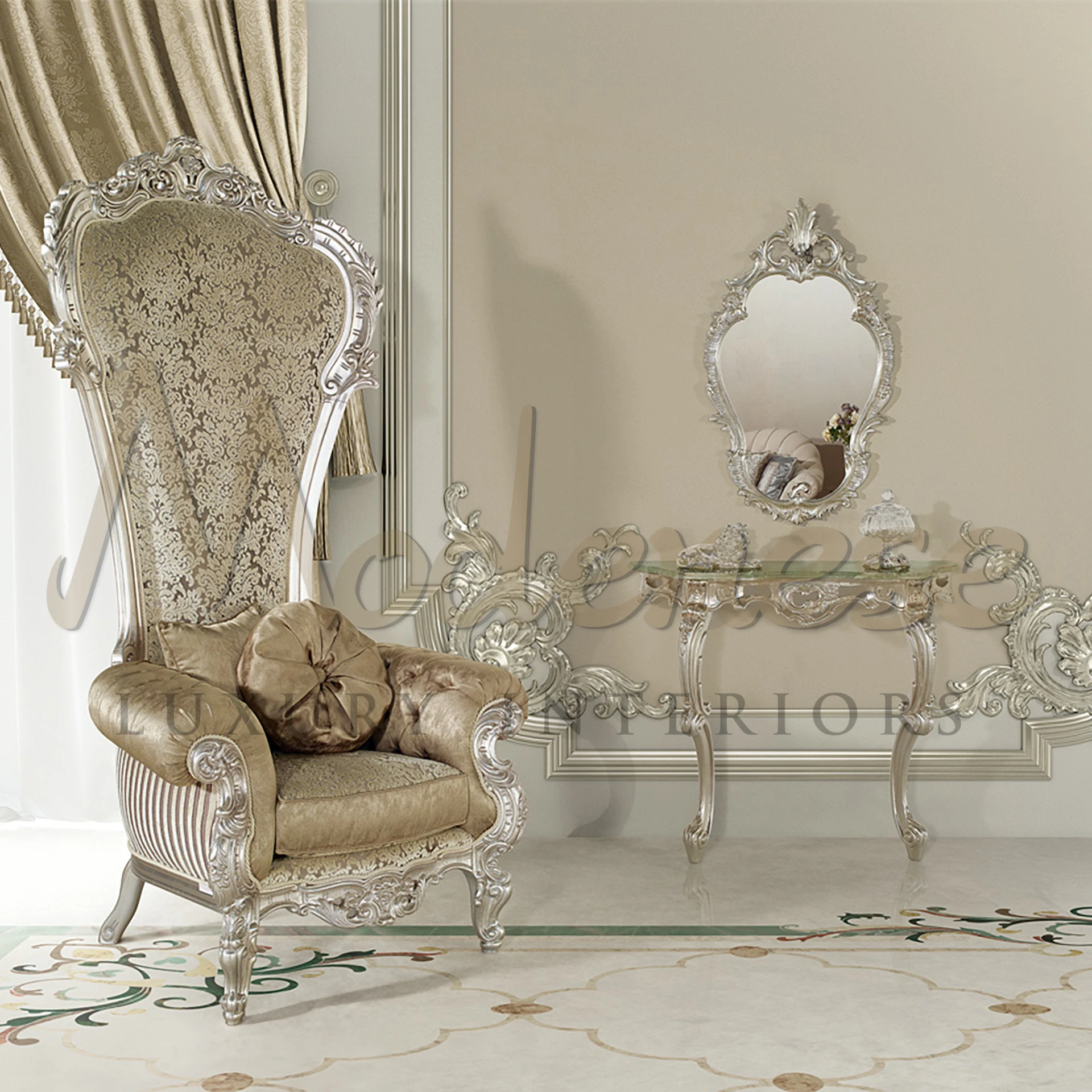 Sleek Silver Modenese Mirror
