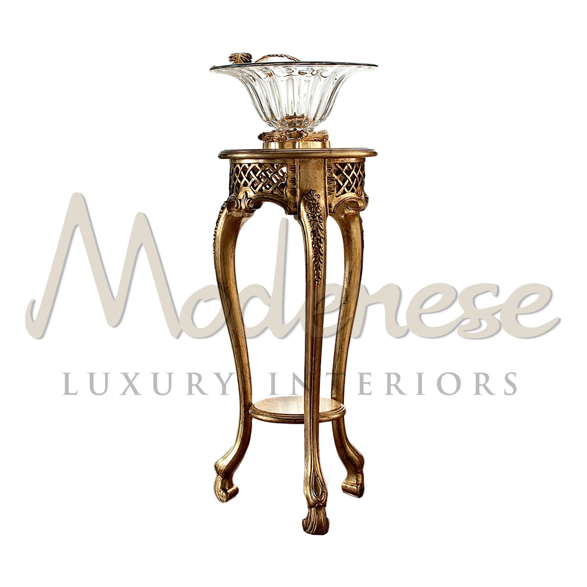 Handmade Italian Vintage Vase Stand with Antique Gold Leaf Finish
