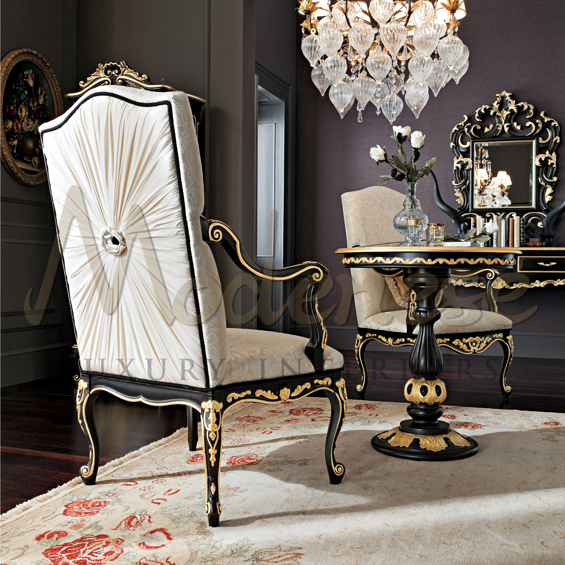 Handcrafted Rococo Accent Chair with Tailored Upholstery