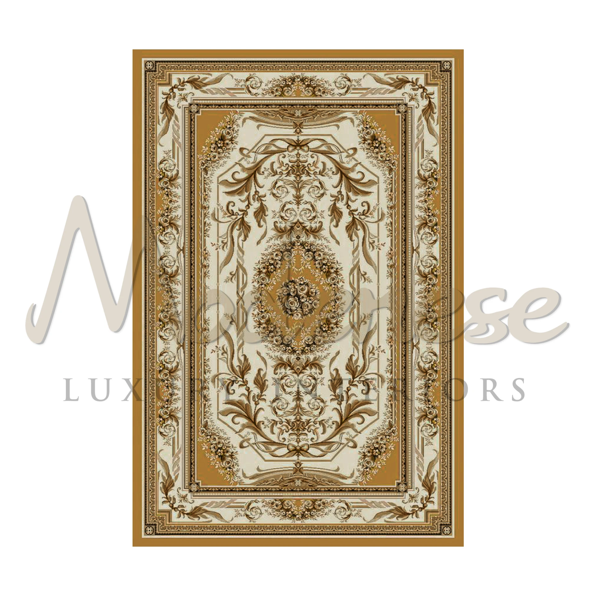 Pure Silk Elegant Beige Iranian Rug in Italy 