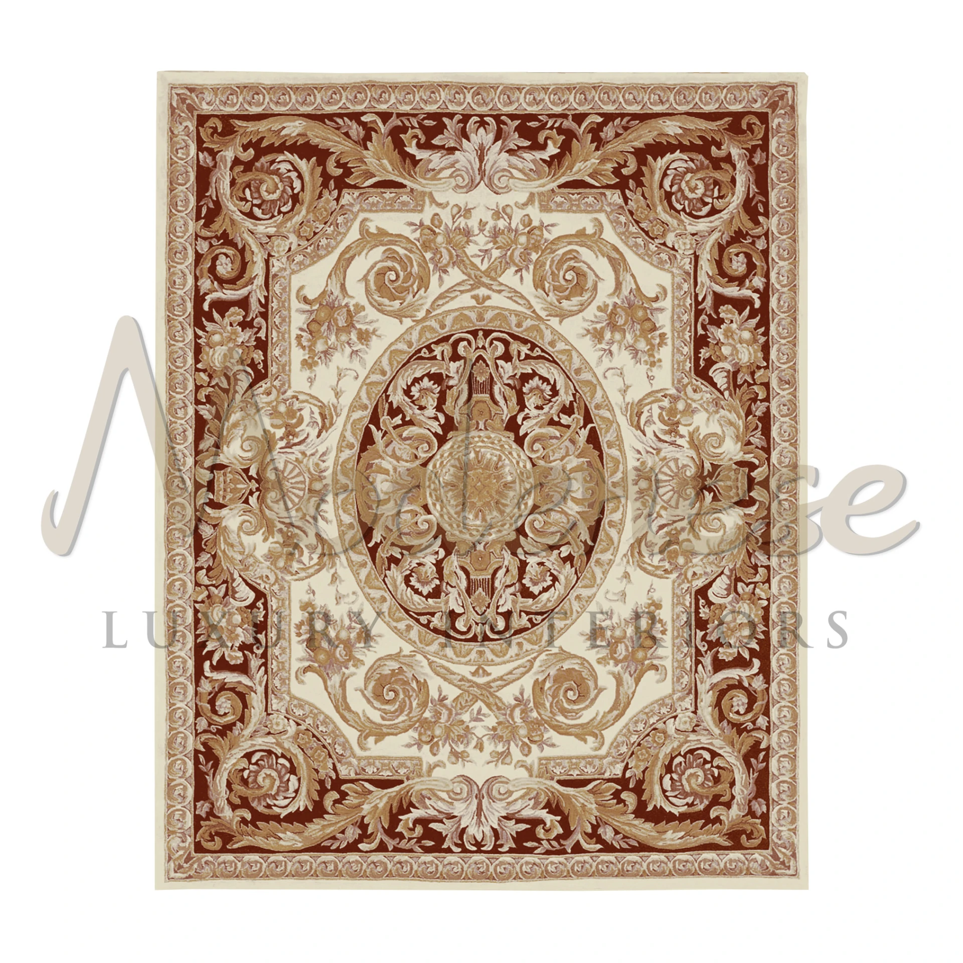 Made-in-Italy Shiny Pure Handcreated Red Rug