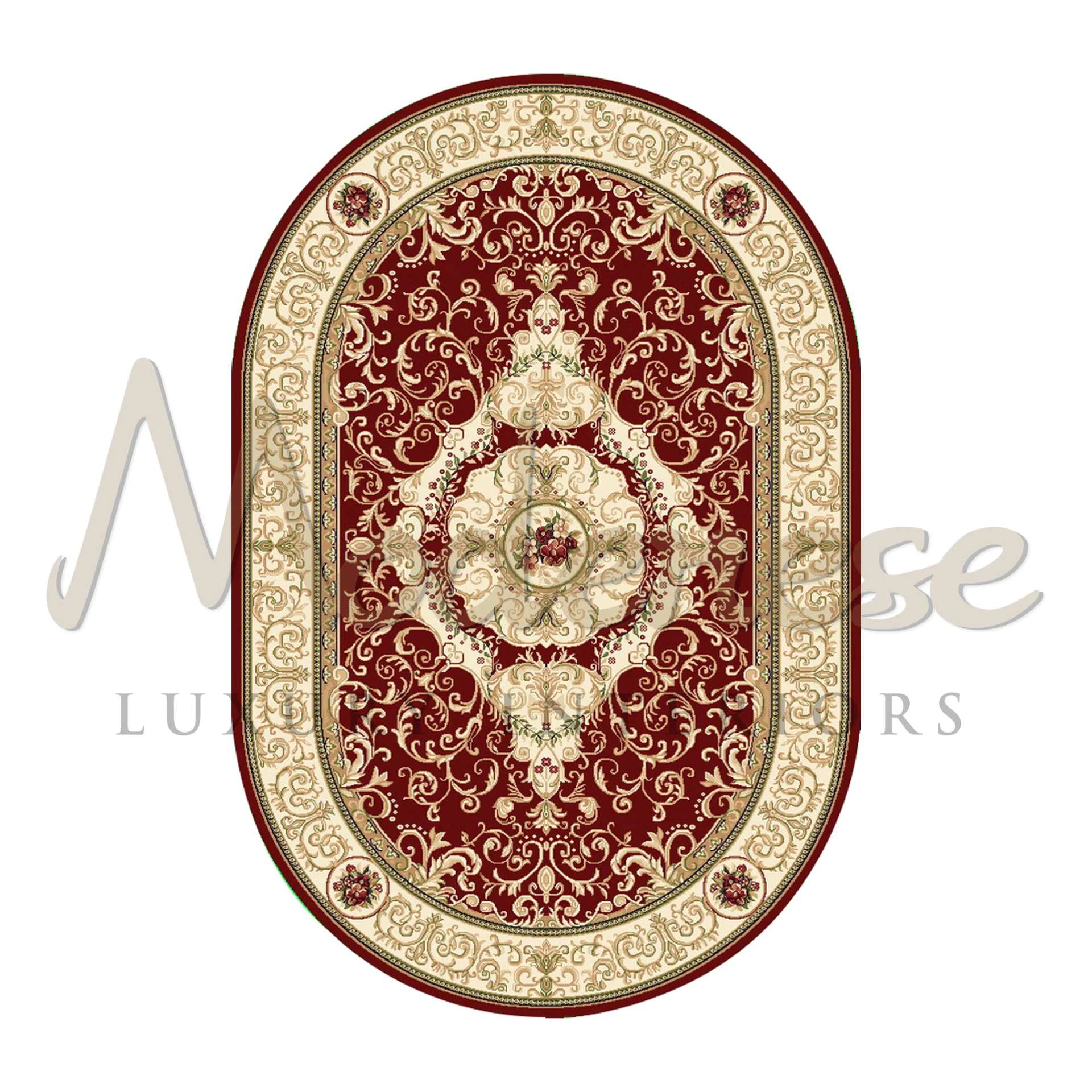 Red Royal oval Heritage Rug in vegetal silk
