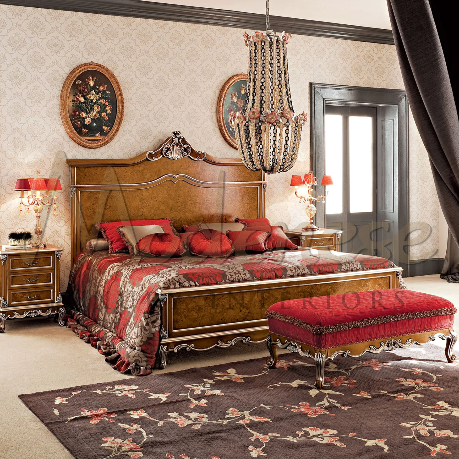 Bespoke Red Gray Bed Cover