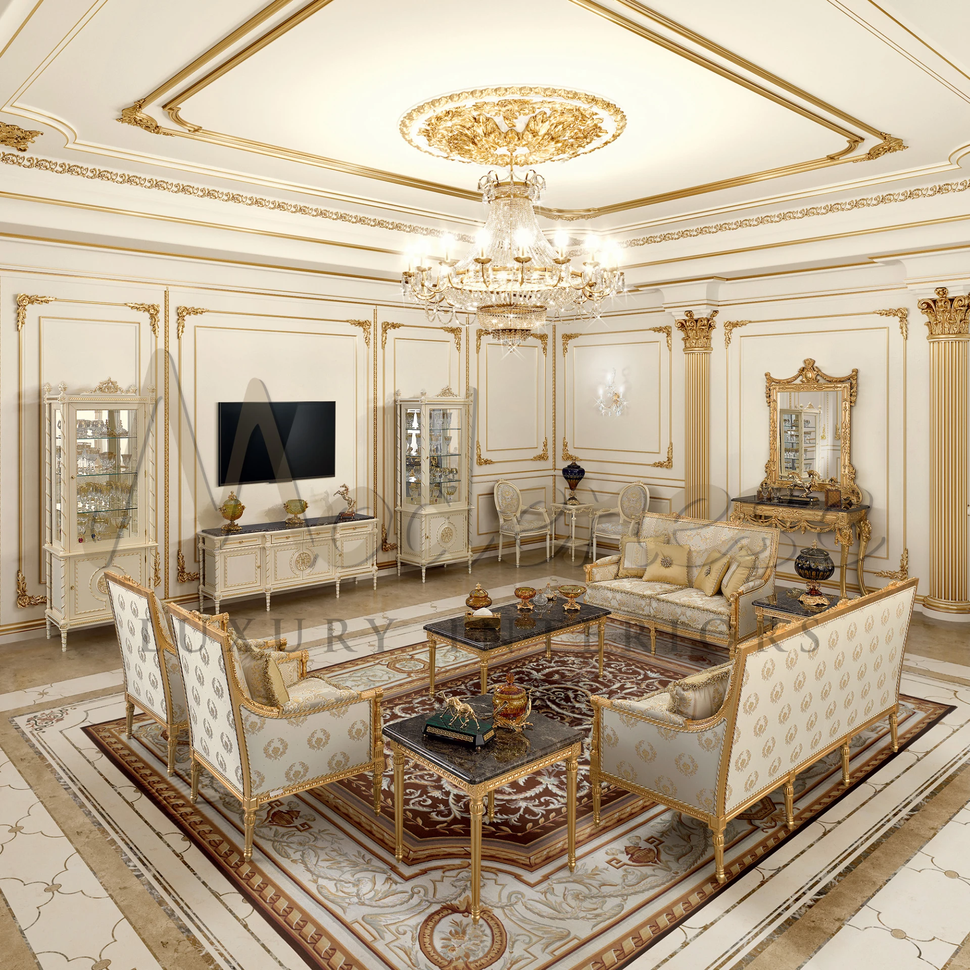 A stylish living space showcasing a blend of modern facility and traditional charm.
