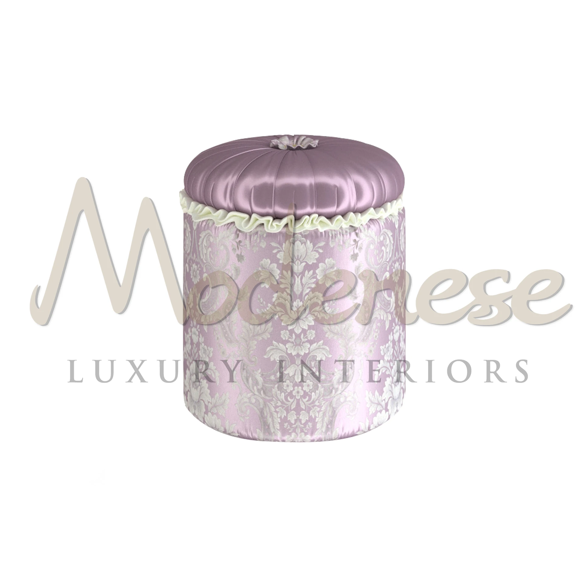 Discover your space with our Italian Handmade Pink Pouffe, crafted to perfection for a touch of elegance and comfort.