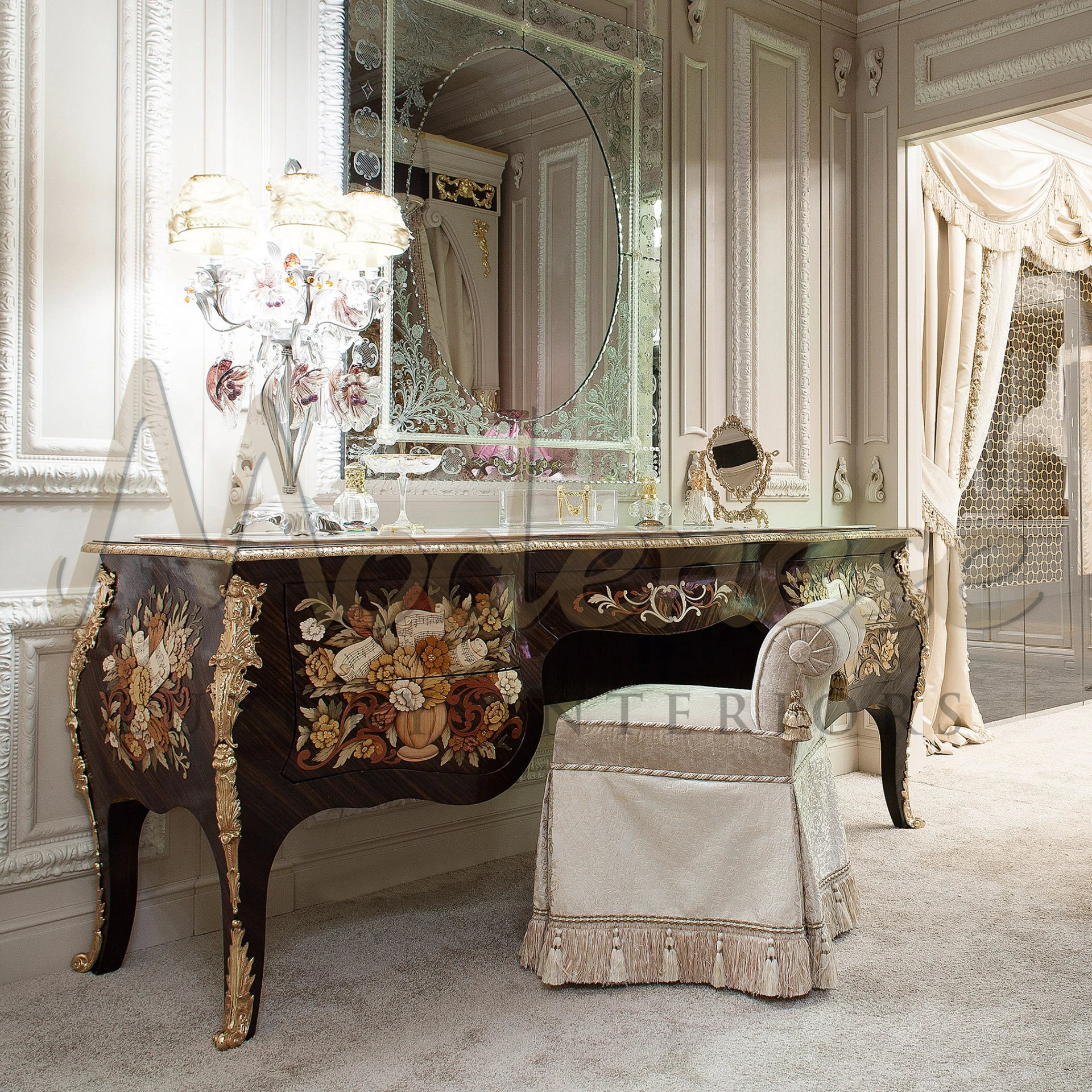 Experience the allure of our Ivory Princess Stool, a statement piece for your home. With its graceful silhouette and sumptuous padding, it adds a touch of regal charm to any room.