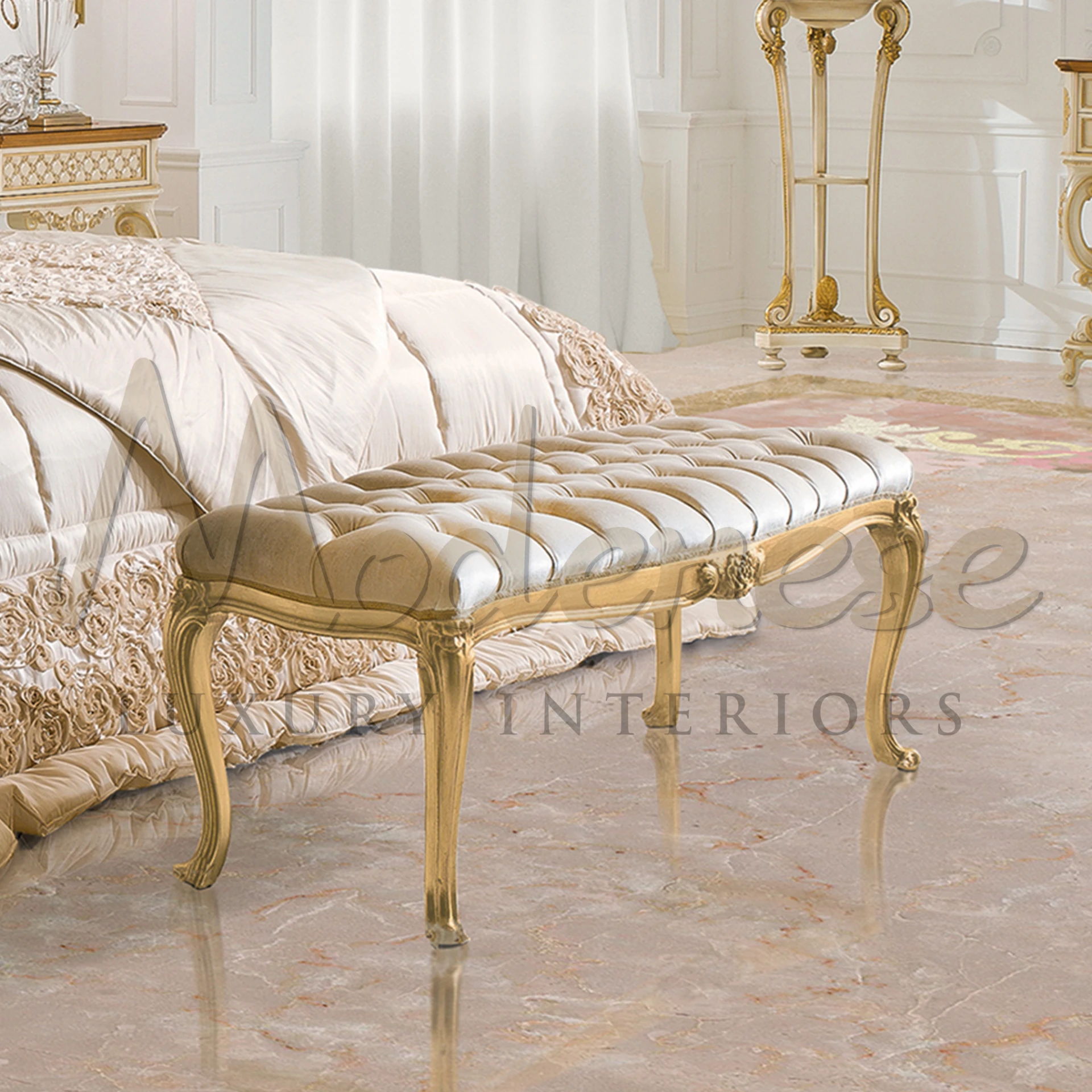 Transform your bedroom into a sanctuary of comfort with our Beige Upholstered Bed Bench. Its sleek design and soft upholstery create a serene atmosphere.