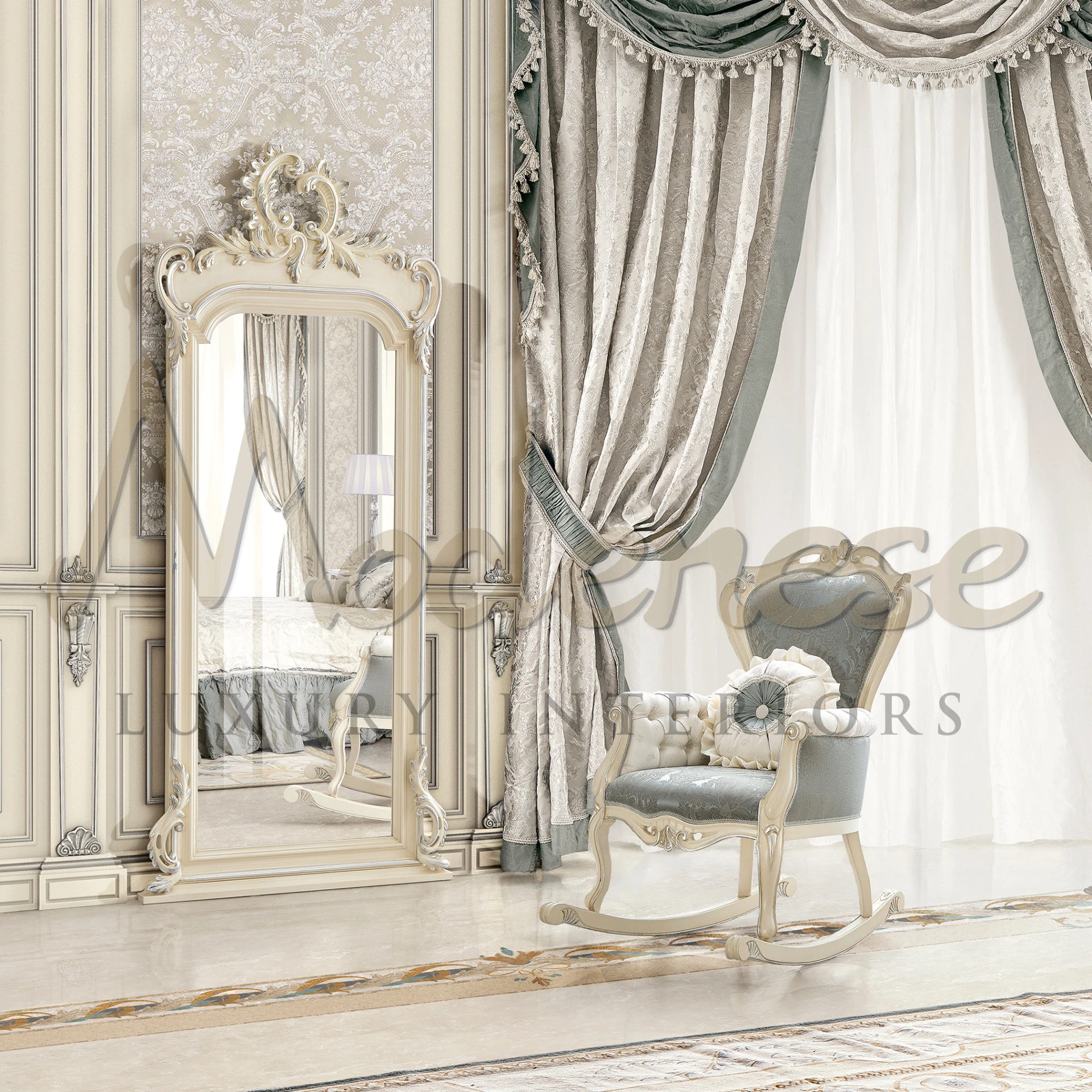 Elevate your home decor with the 100% Made in Italy Classic Style Standing Mirror, featuring an elegant wooden structure frame.