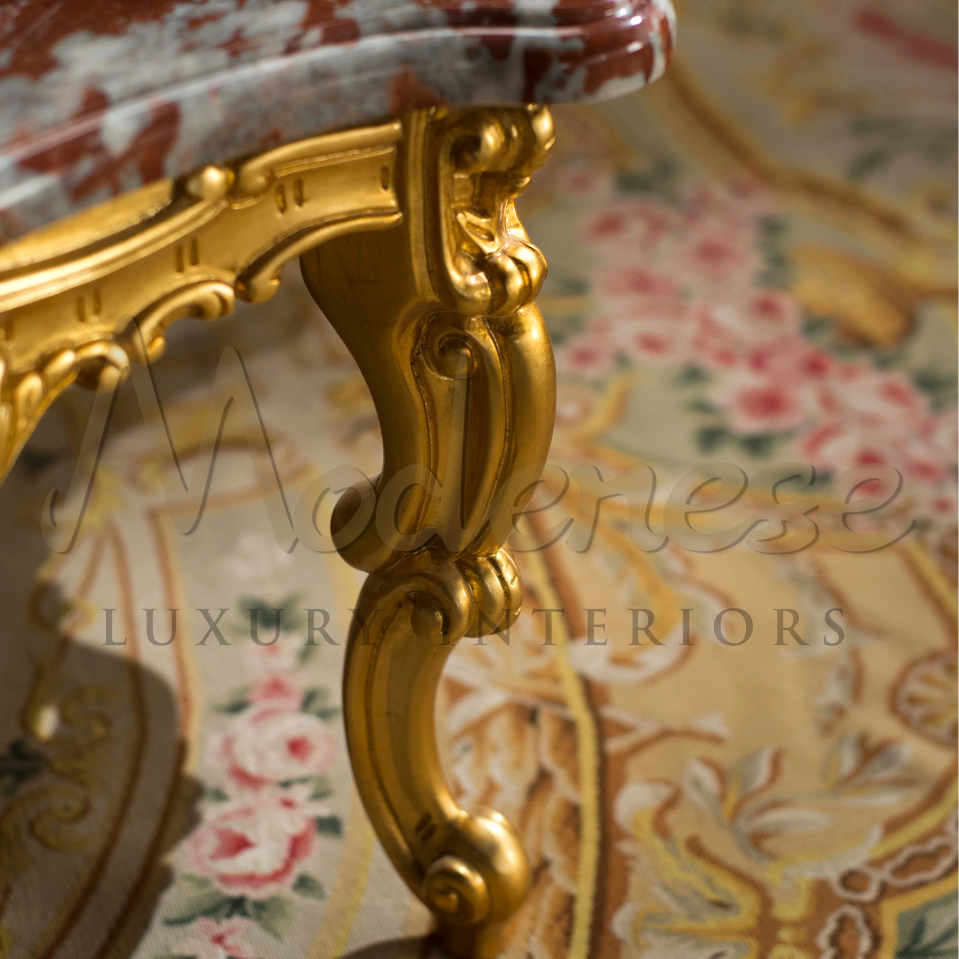 Upgrade your living room with our Rosso Francia Figured Coffee Table, an exquisite blend of style and functionality.