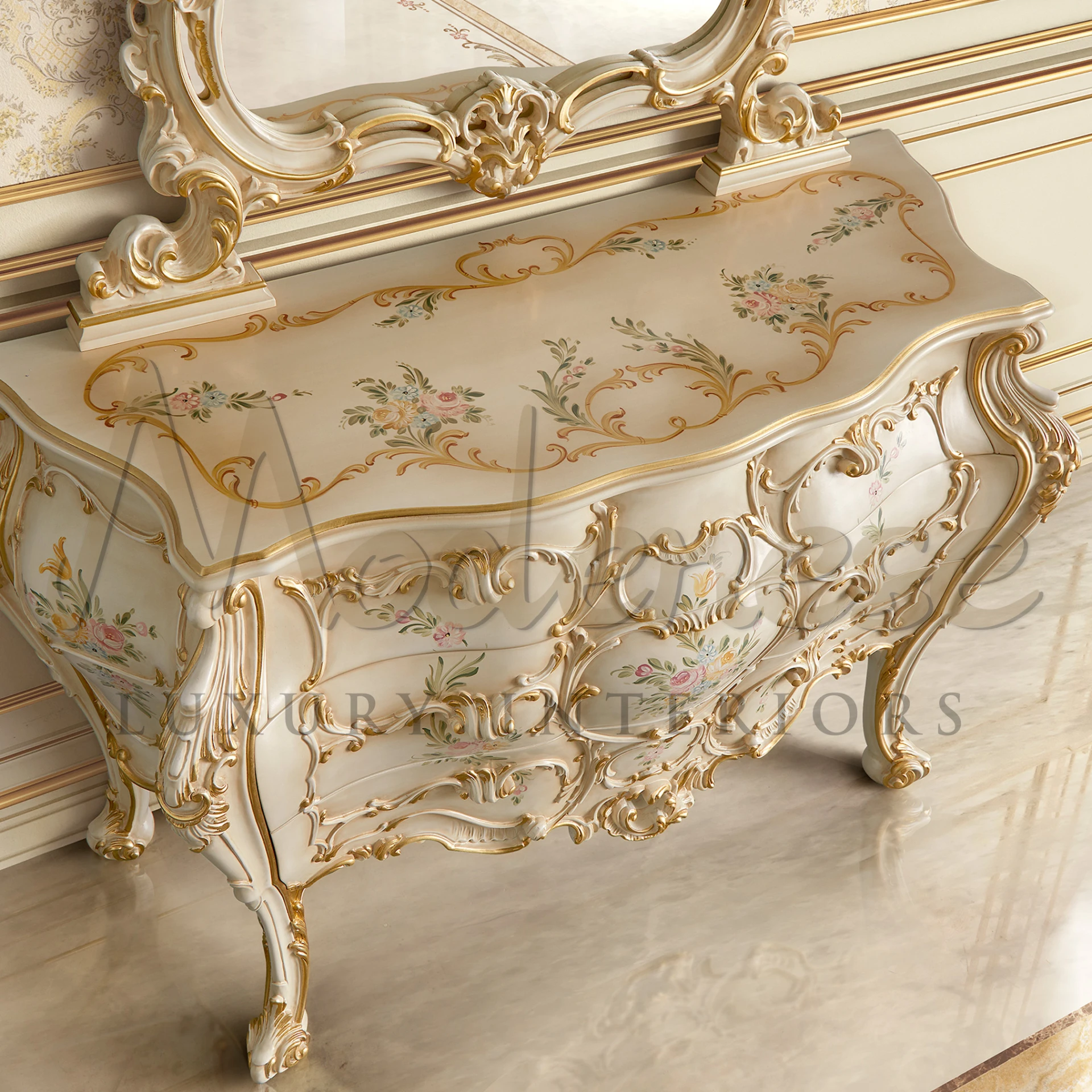 Sophisticated Framed Wall-Mounted Mirror, blending functionality with artistry, elevates the aesthetic of any room with its classic style.