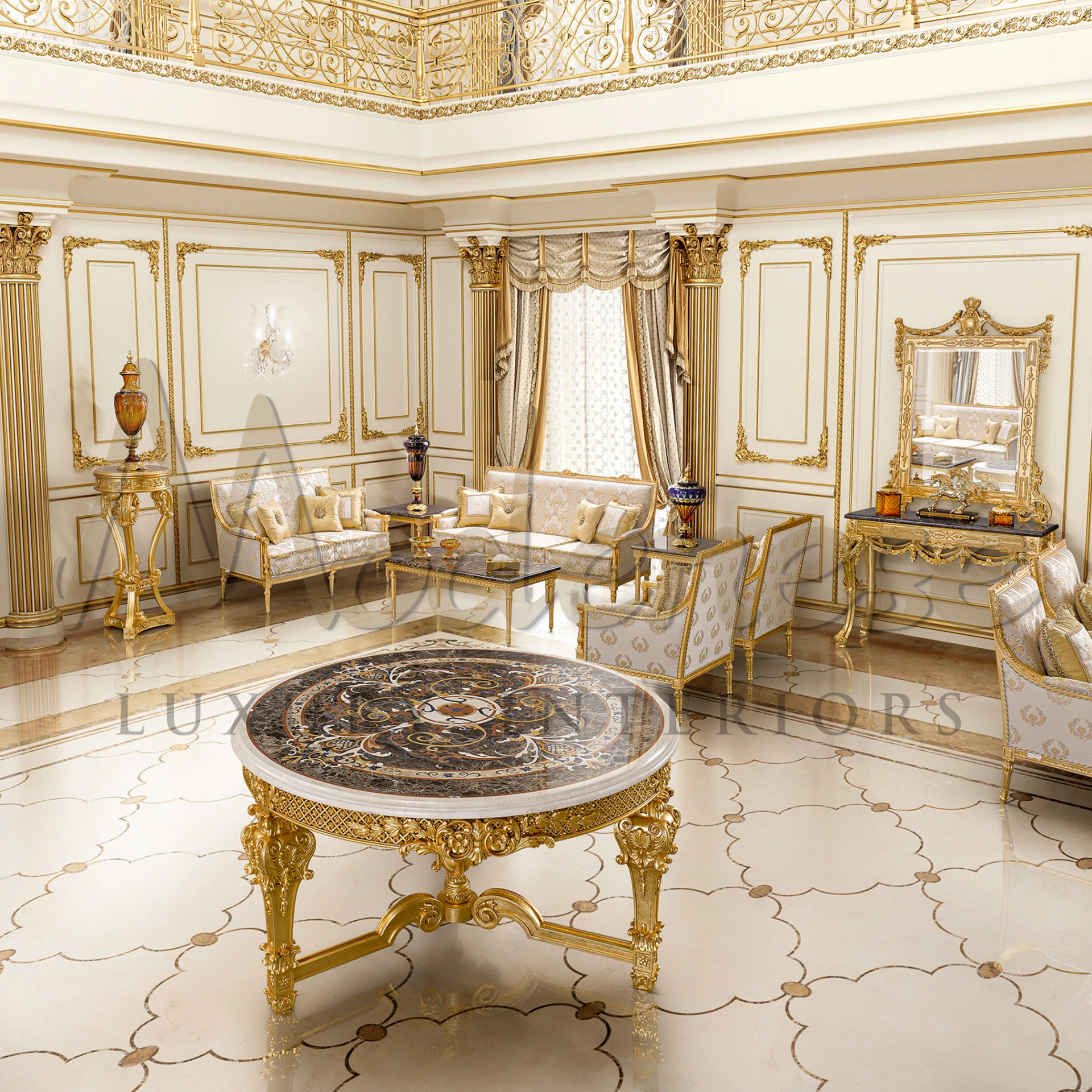 Italian style shines in the Exquisite Gold Leaf Mirror, offering a perfect blend of baroque and classic elegance for your home.
