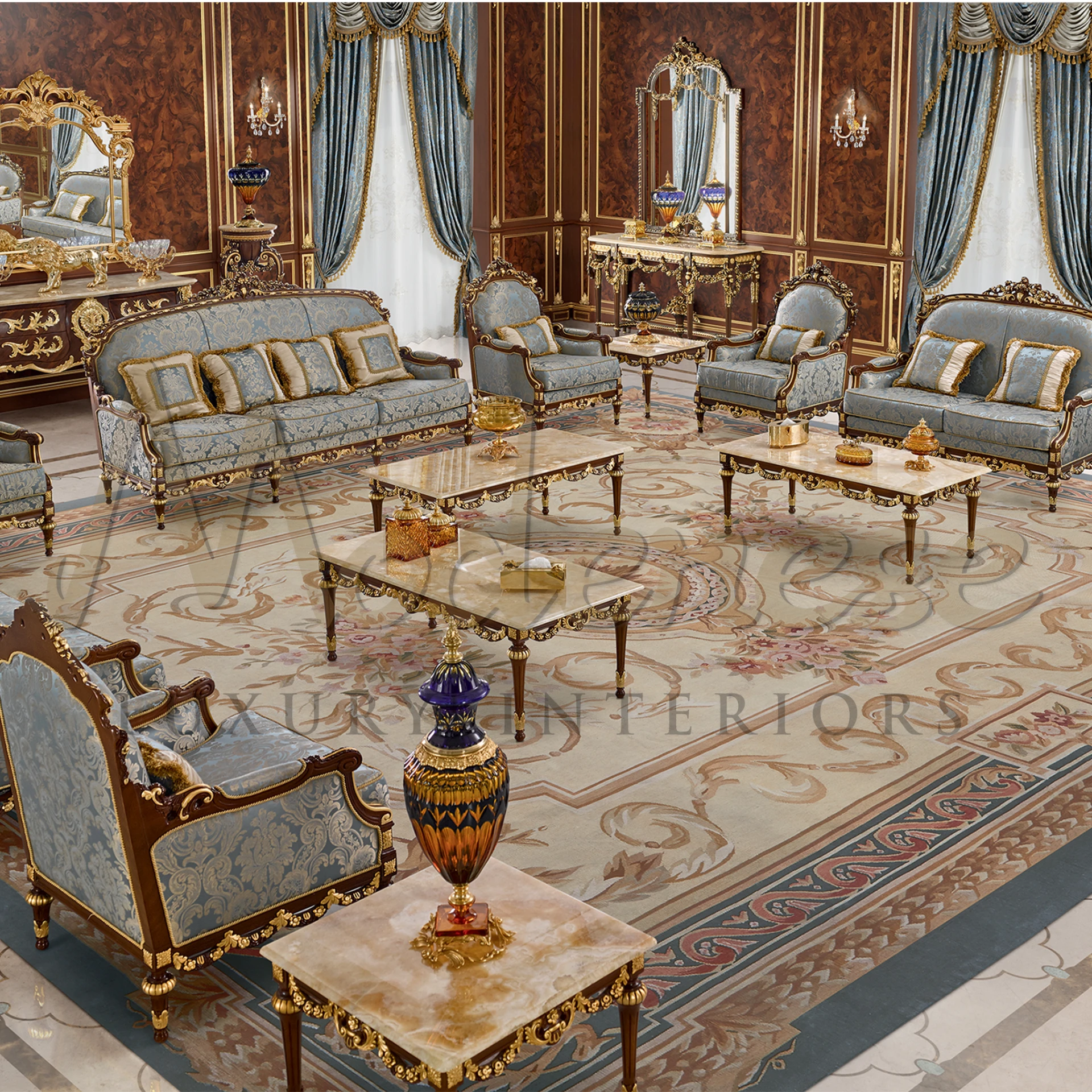 Modenese Furniture's High-End Figured Mirror, a symbol of handmade classic style, makes a statement in any room.