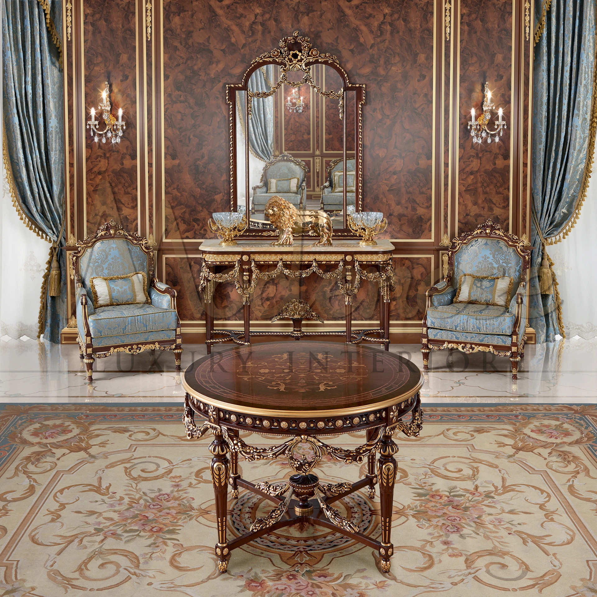 This luxury mirror from Modenese features a bespoke Italian style, ideal for enhancing the baroque elegance of home decor.