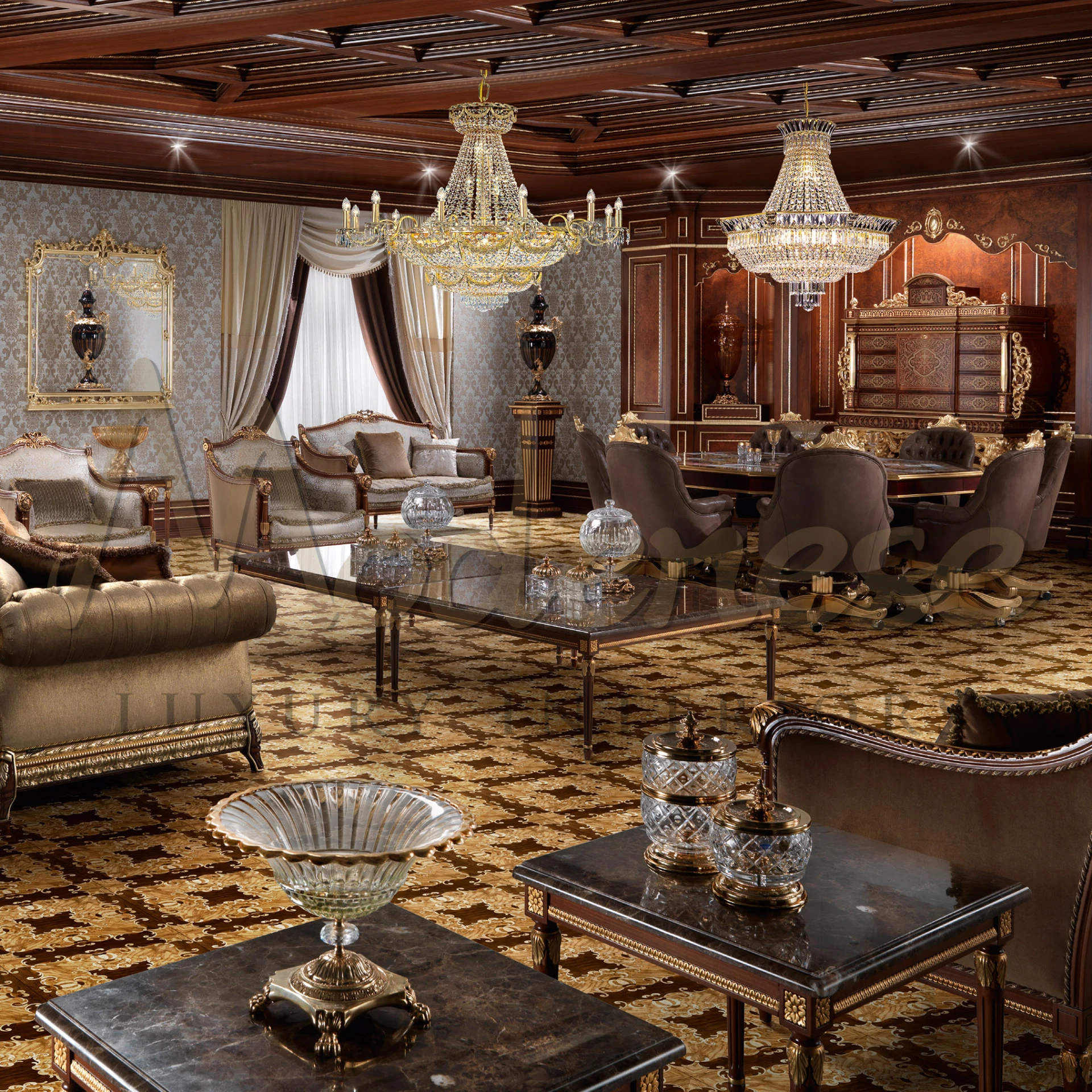 Transform your living room into a sanctuary of luxury with our Emperador Dark Imperial Square Coffee Table. 
