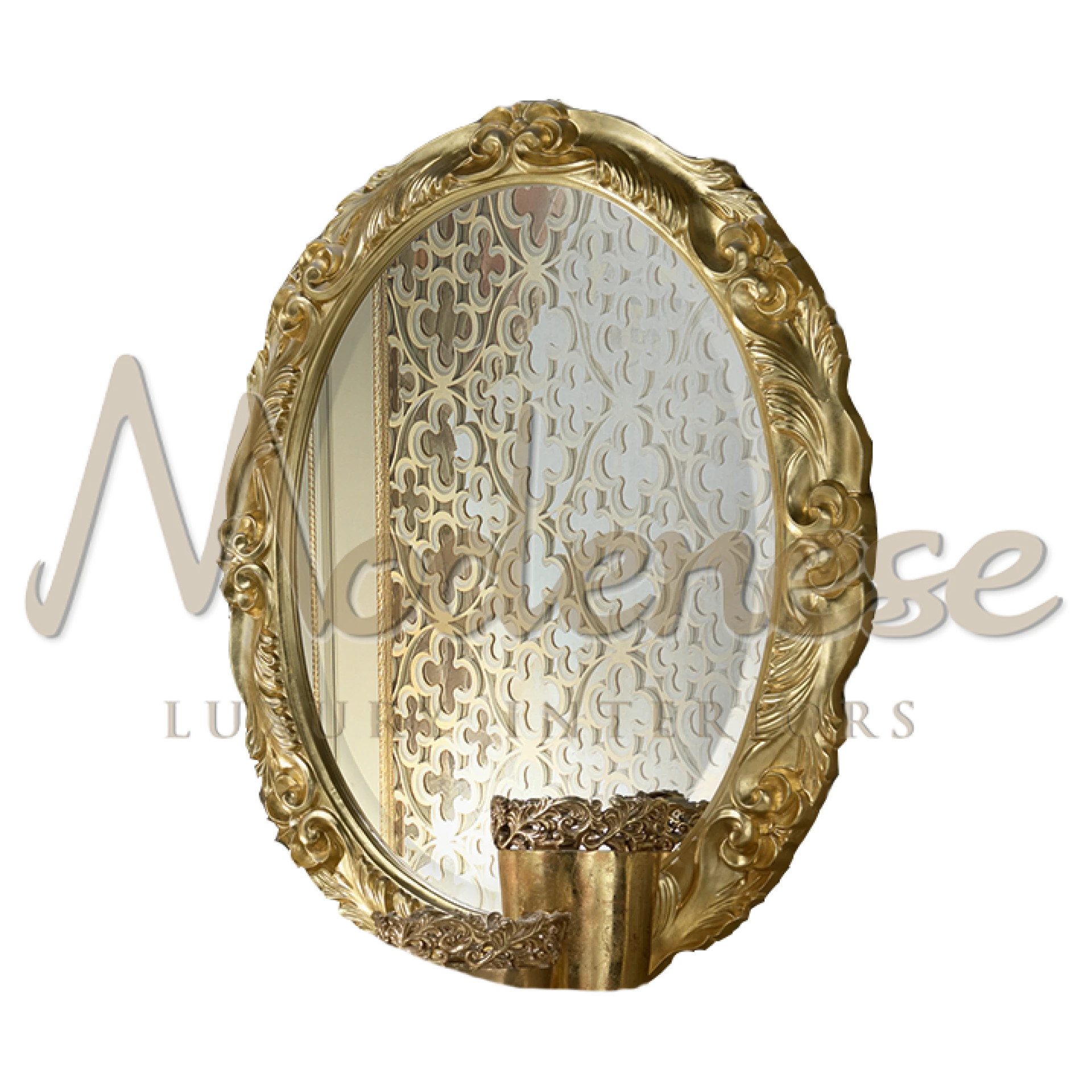 Elegant Oval Gold Leaf Mirror, showcasing timeless luxury with a classic hand-finished look, ideal for sophisticated interiors.
