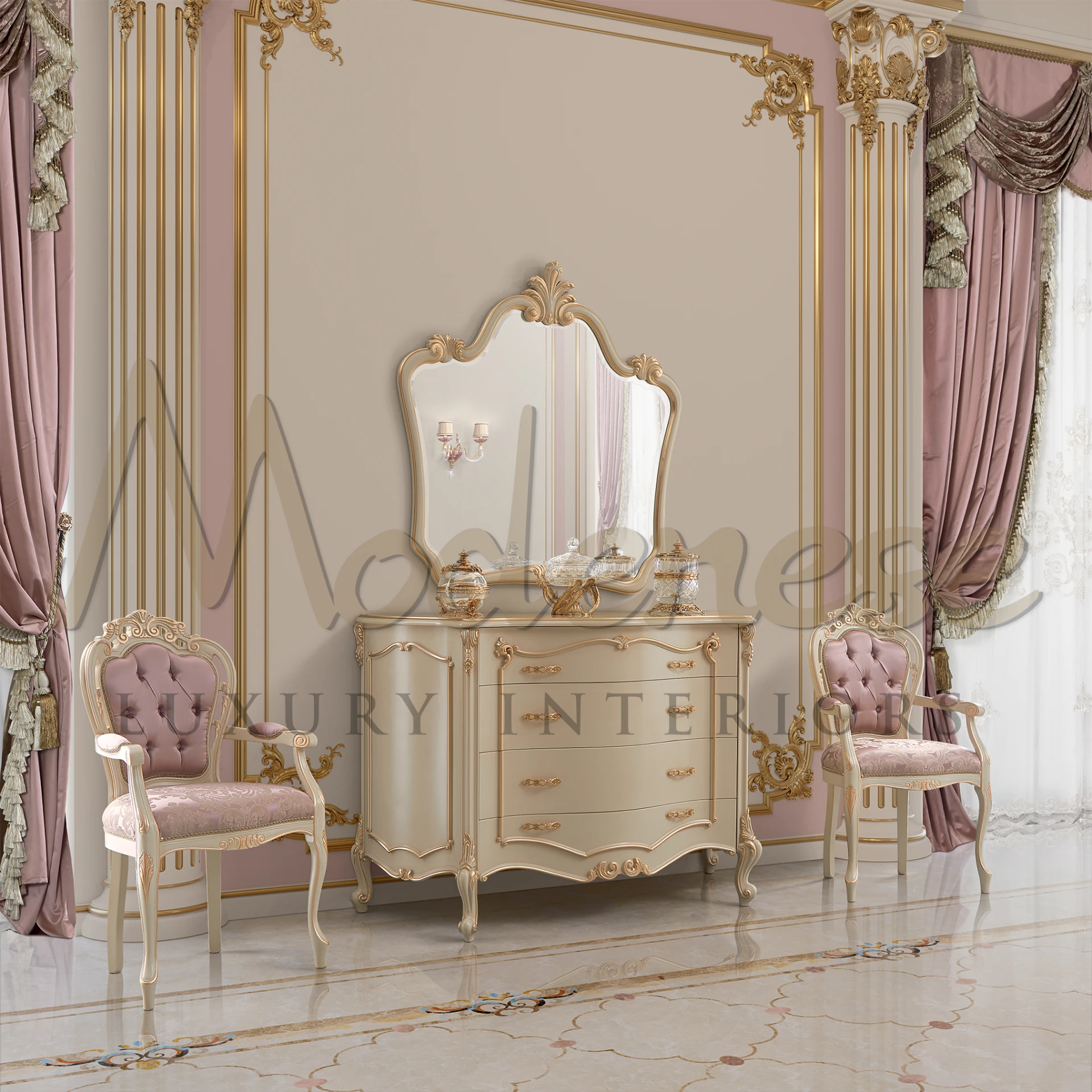 Luxury meets art in this hand-carved mirror, with intricate designs perfect for elegant home decor settings."