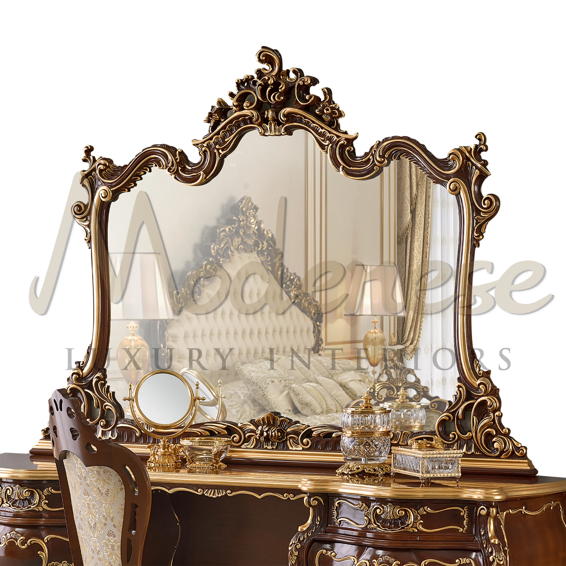 Empire Wood Wall Mirror inspired by 19th-century France, showcasing grandeur and classicism in home decor.