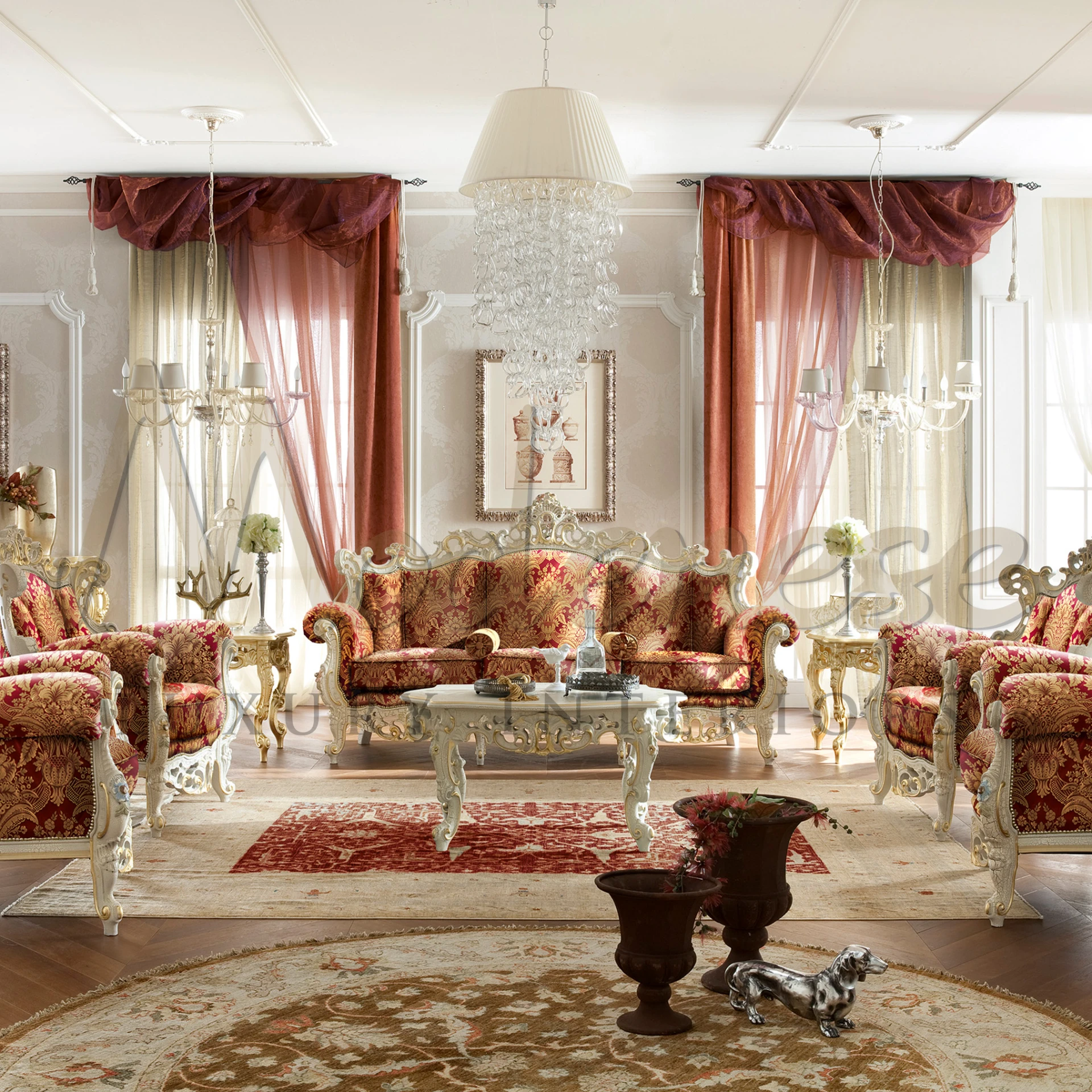 Elegance Redefined: Baroque-Inspired Carved Ivory Coffee Table
