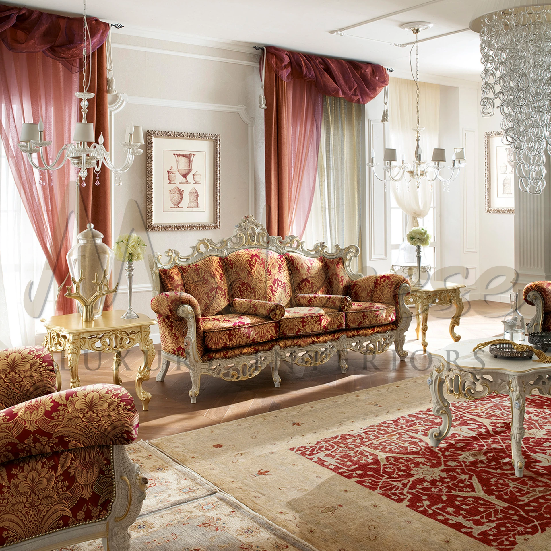 Carved Gold Leaf Square Side Table: A Statement of Glamour