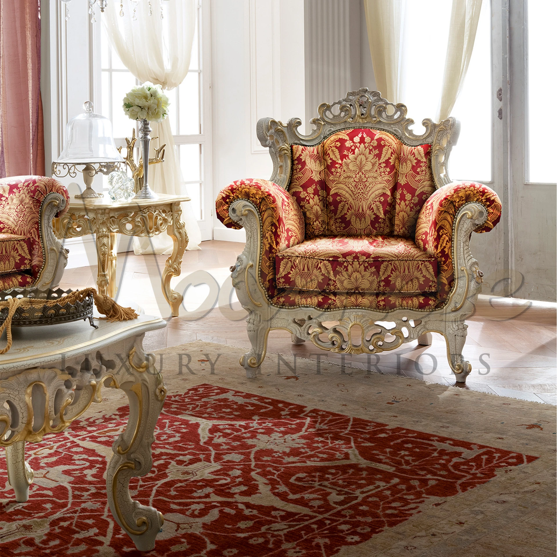 Timeless Sophistication: Square Side Table with Gold Leaf Finish