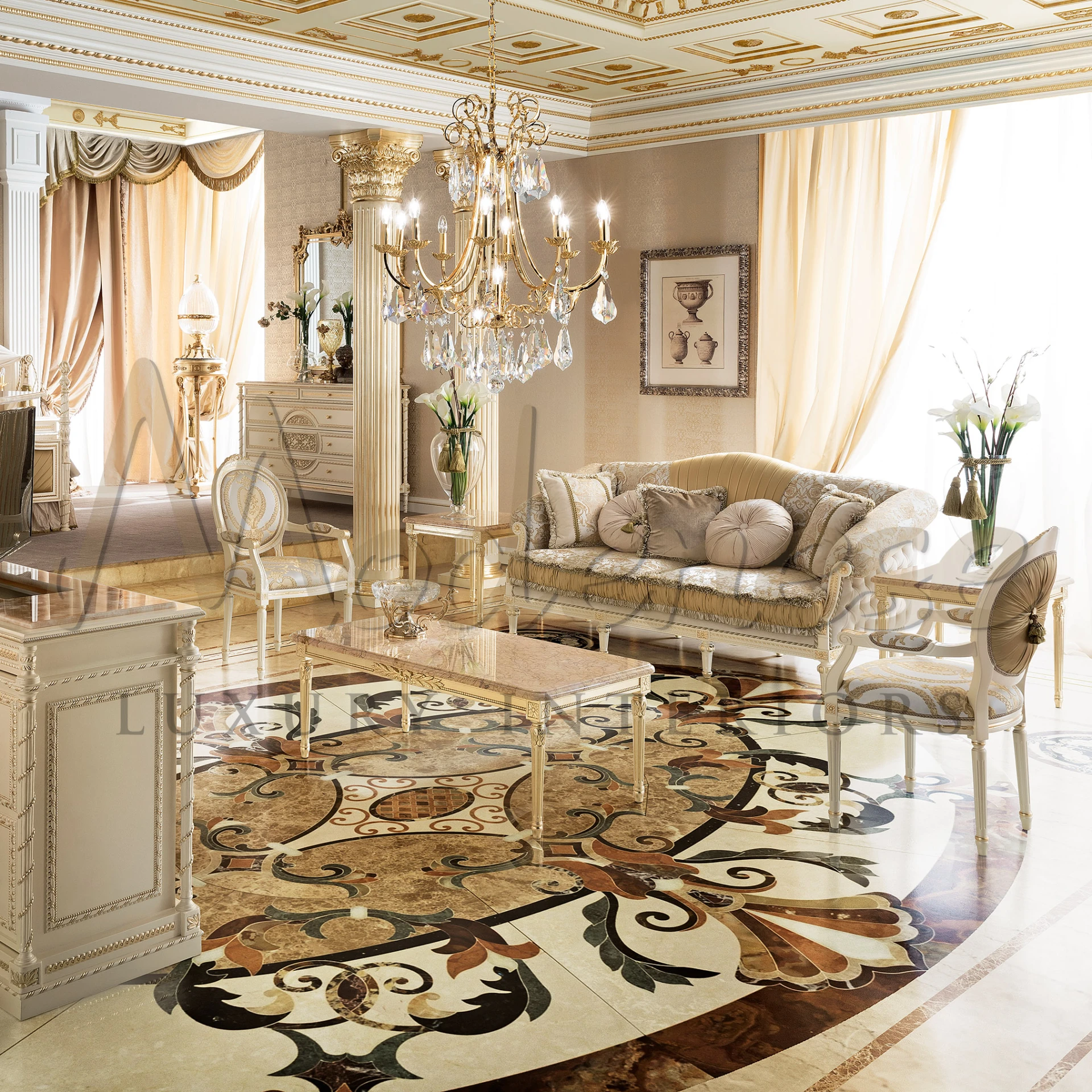 Timeless Sophistication: Imperial Square Coffee Table in Gold Leaf Finish