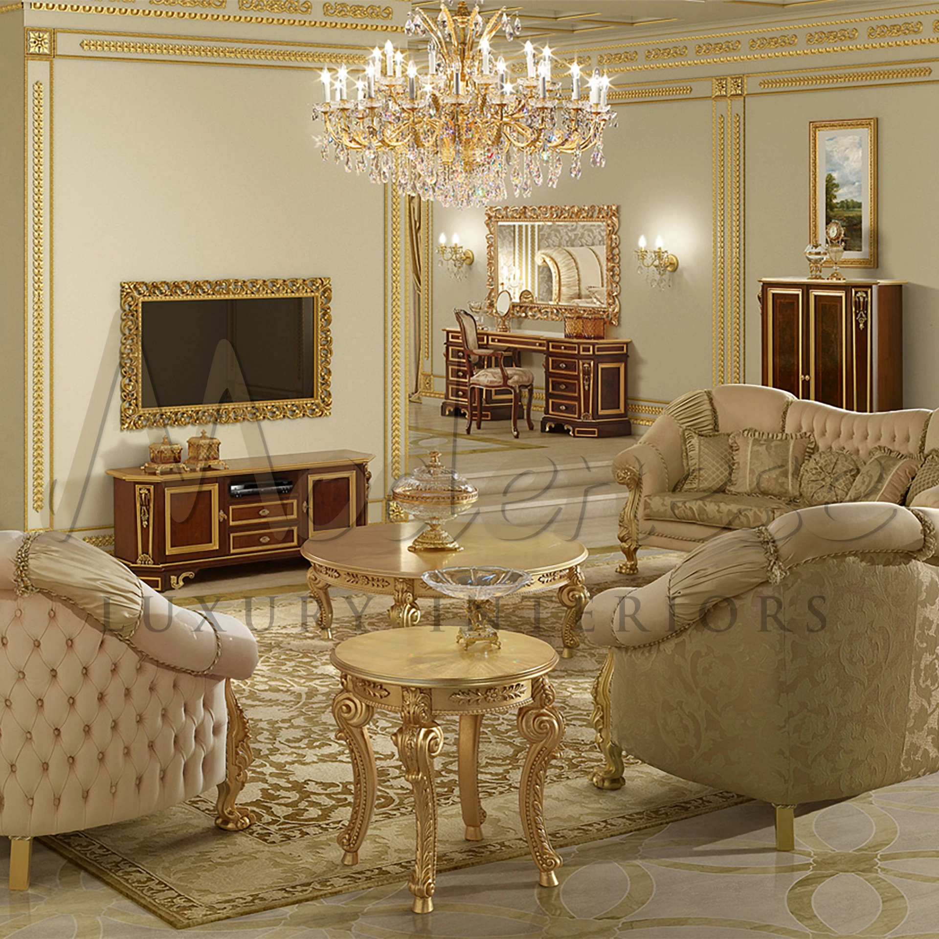 Gold Leaf Centerpiece: Round Coffee Table to Elevate Your Living Room