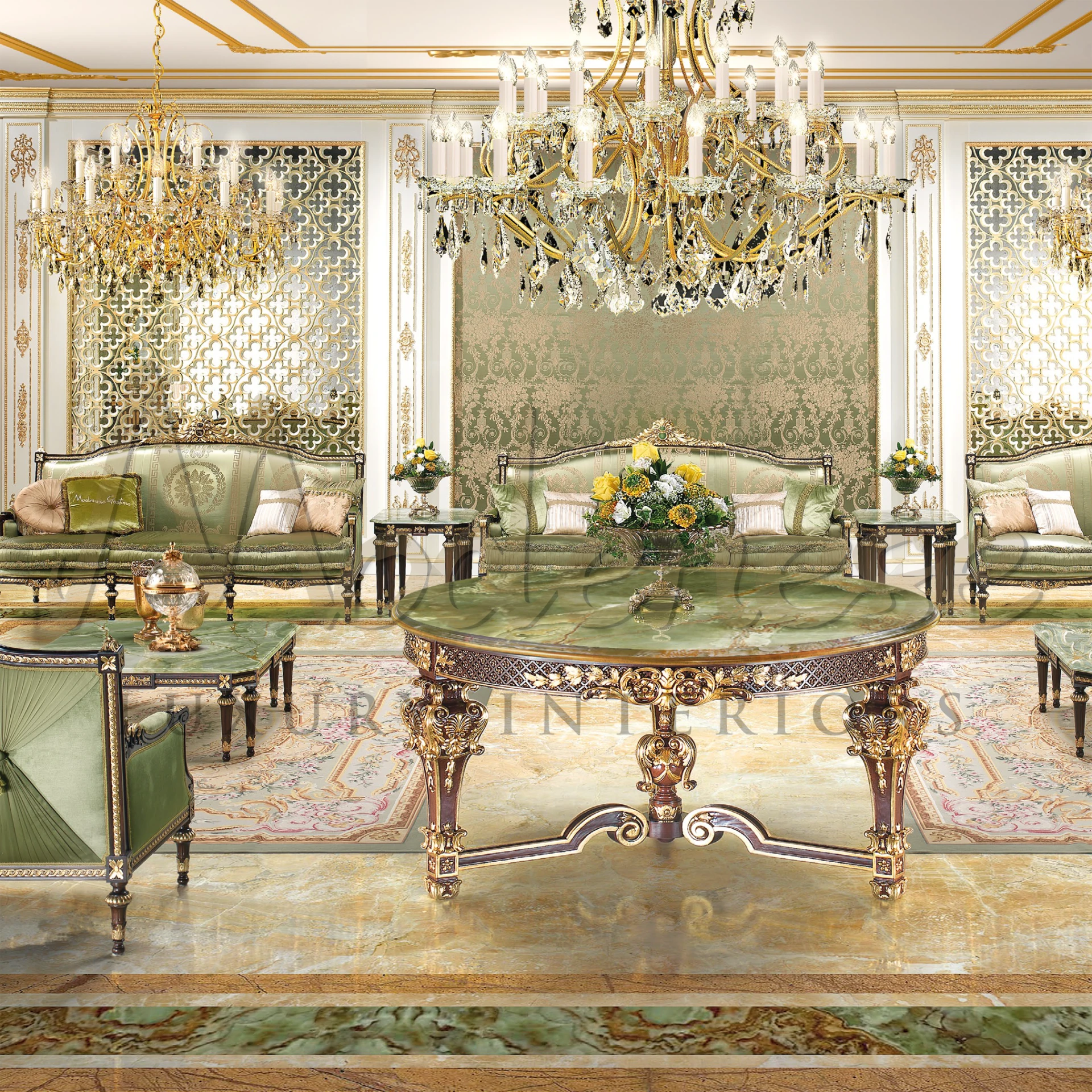 Modenese's Royal Green Pillow: A testament to refined style, integrating decorative piping and fringes for a lavish look.
