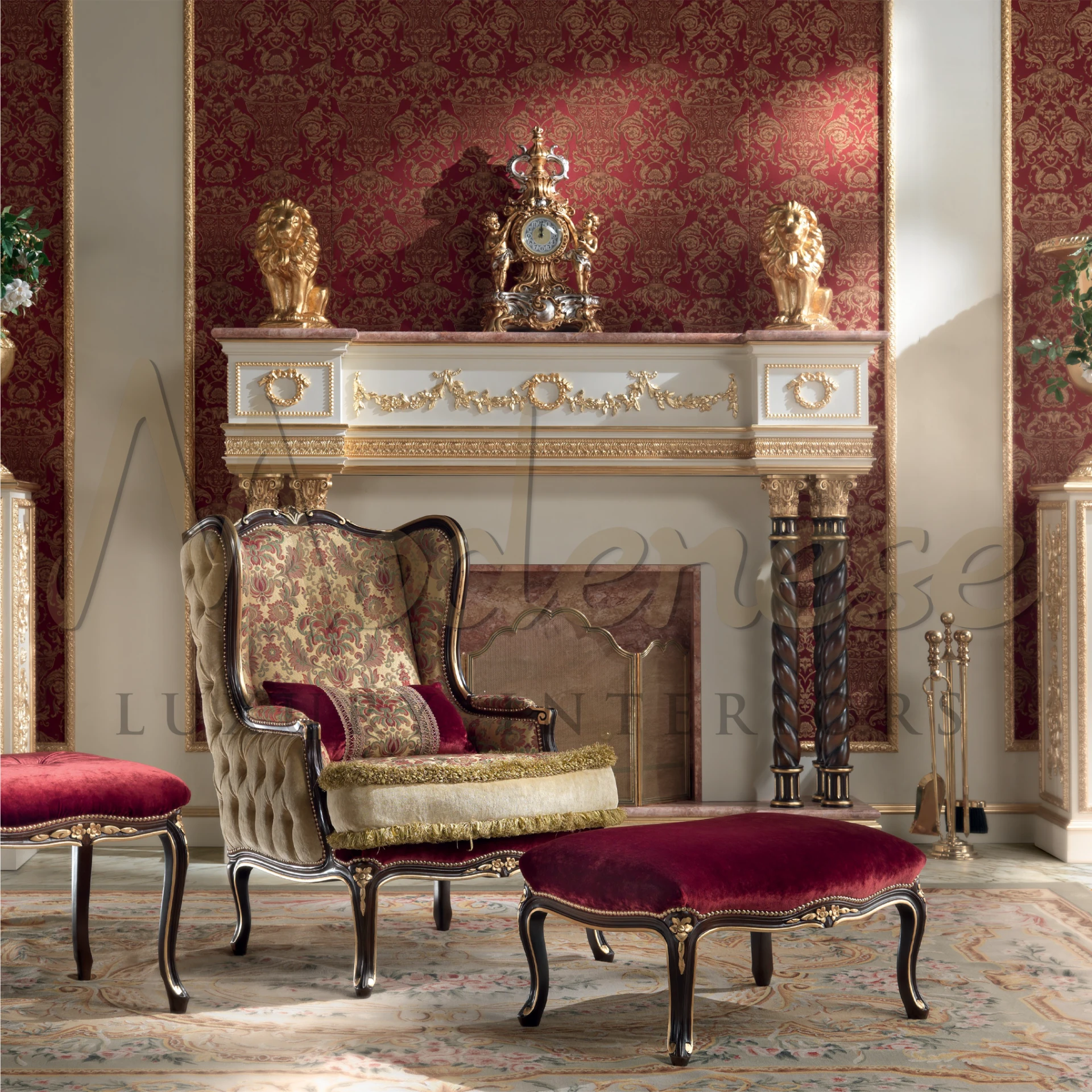 Luxurious Royal Red Pillow, showcasing opulent design with its striking red color and premium Italian craftsmanship.