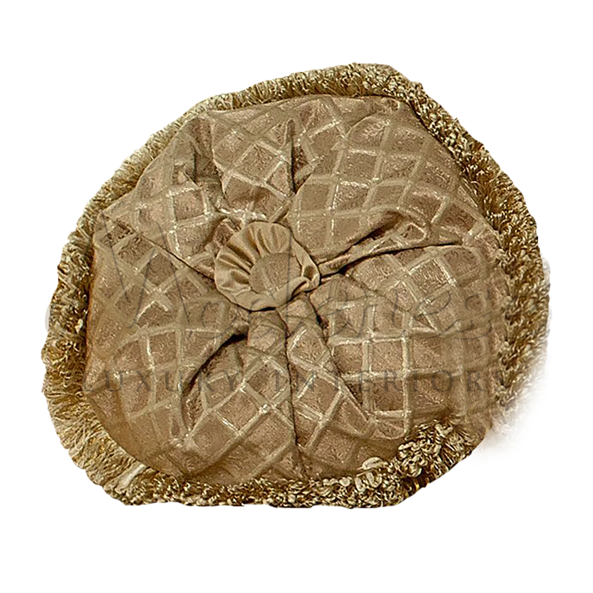 Exquisite Round Beige Pillow: A luxurious and comfortable choice, crafted with premium textiles for lasting beauty and softness.