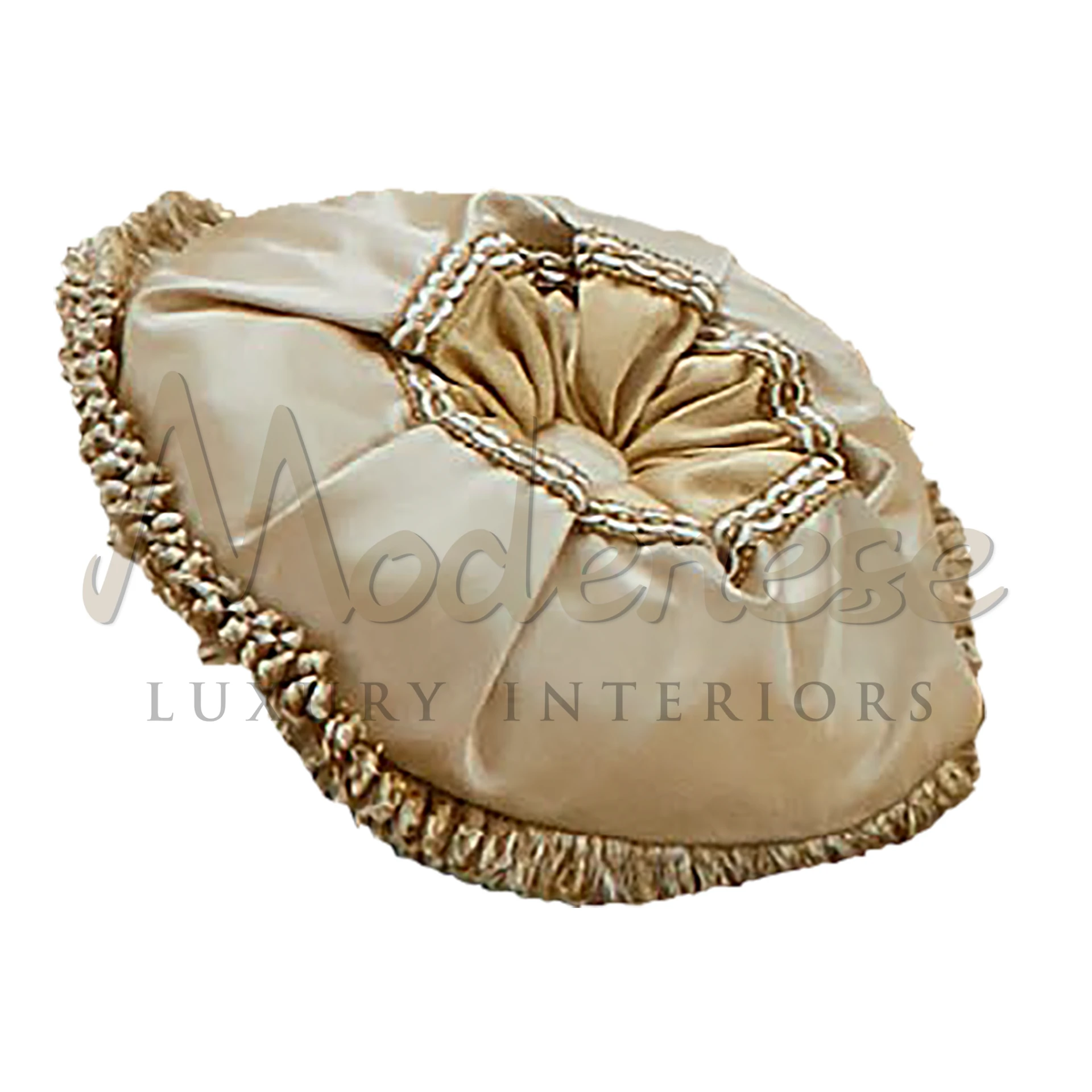 Traditional Beige Round Pillow showcasing high-quality materials and plush filling for ultimate comfort and a luxurious feel.
