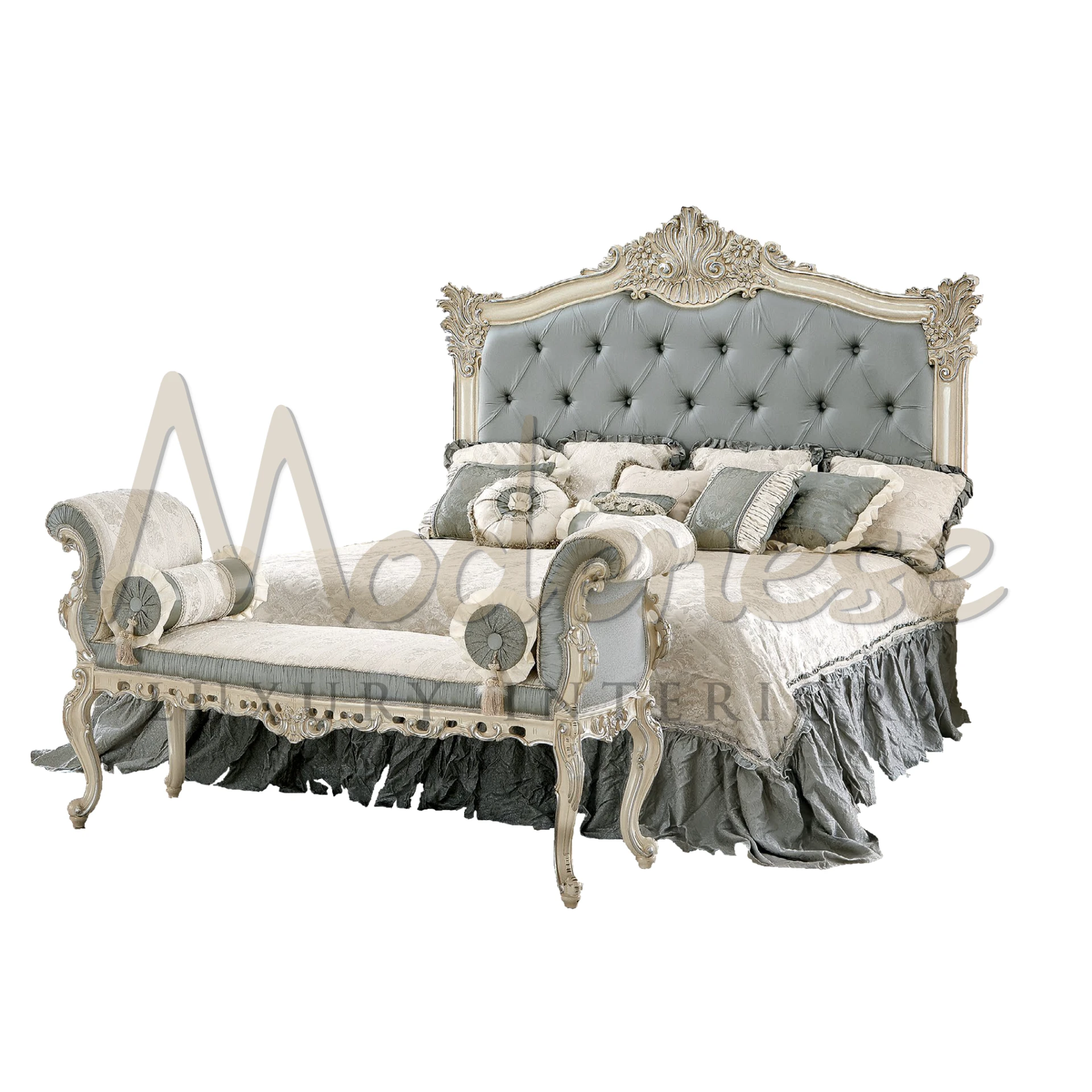 Light blue-gray Luxury Bed Cover, offering exceptional softness and durability, perfect for enhancing the elegance of your bedroom.