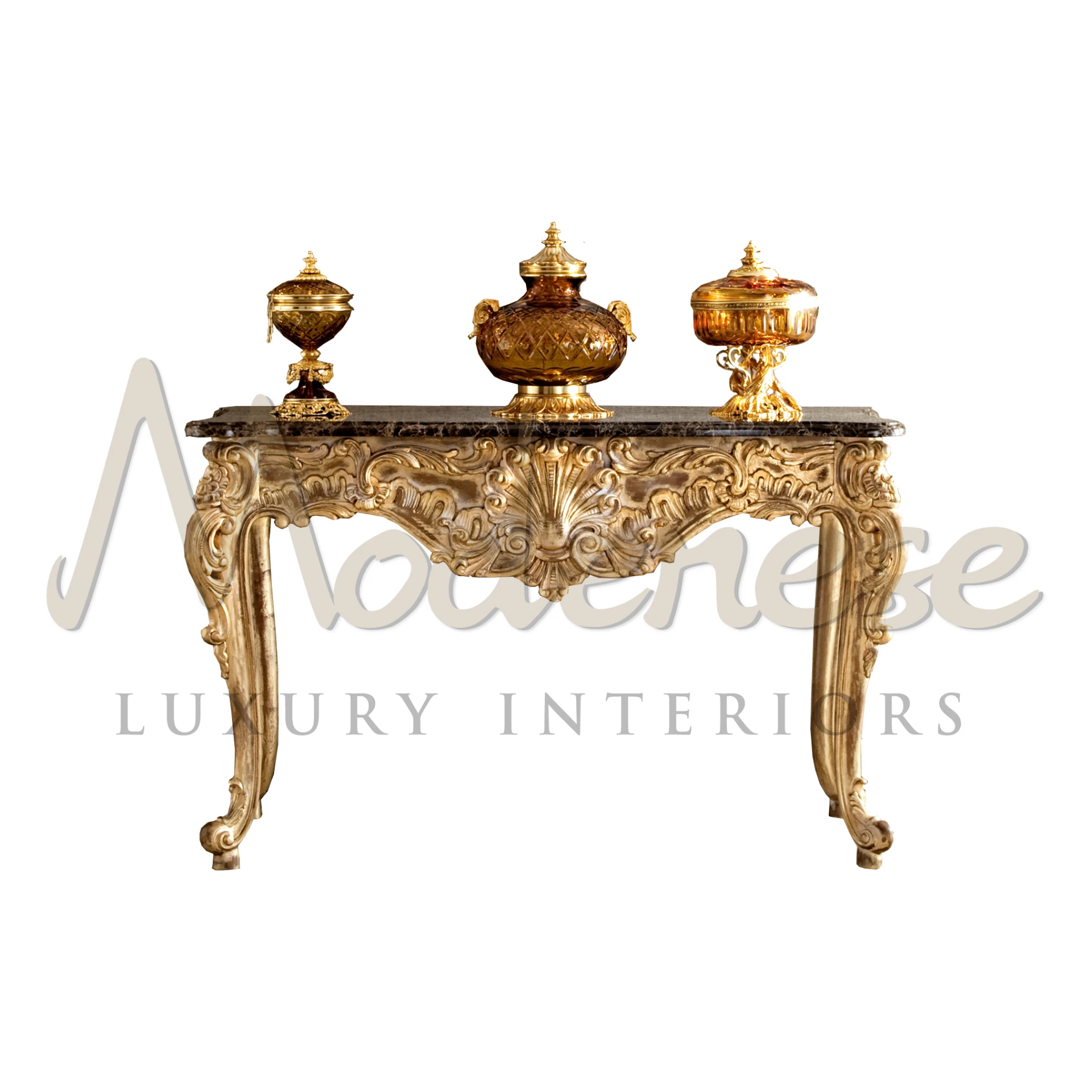 Baroque Console: Emperador Dark Top for Refined Interiors