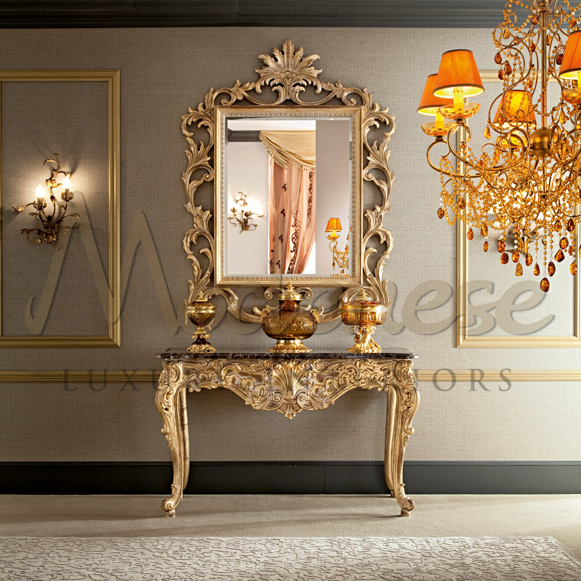 Luxurious Sophistication: Explore Our Baroque Console with Emperador Dark Top