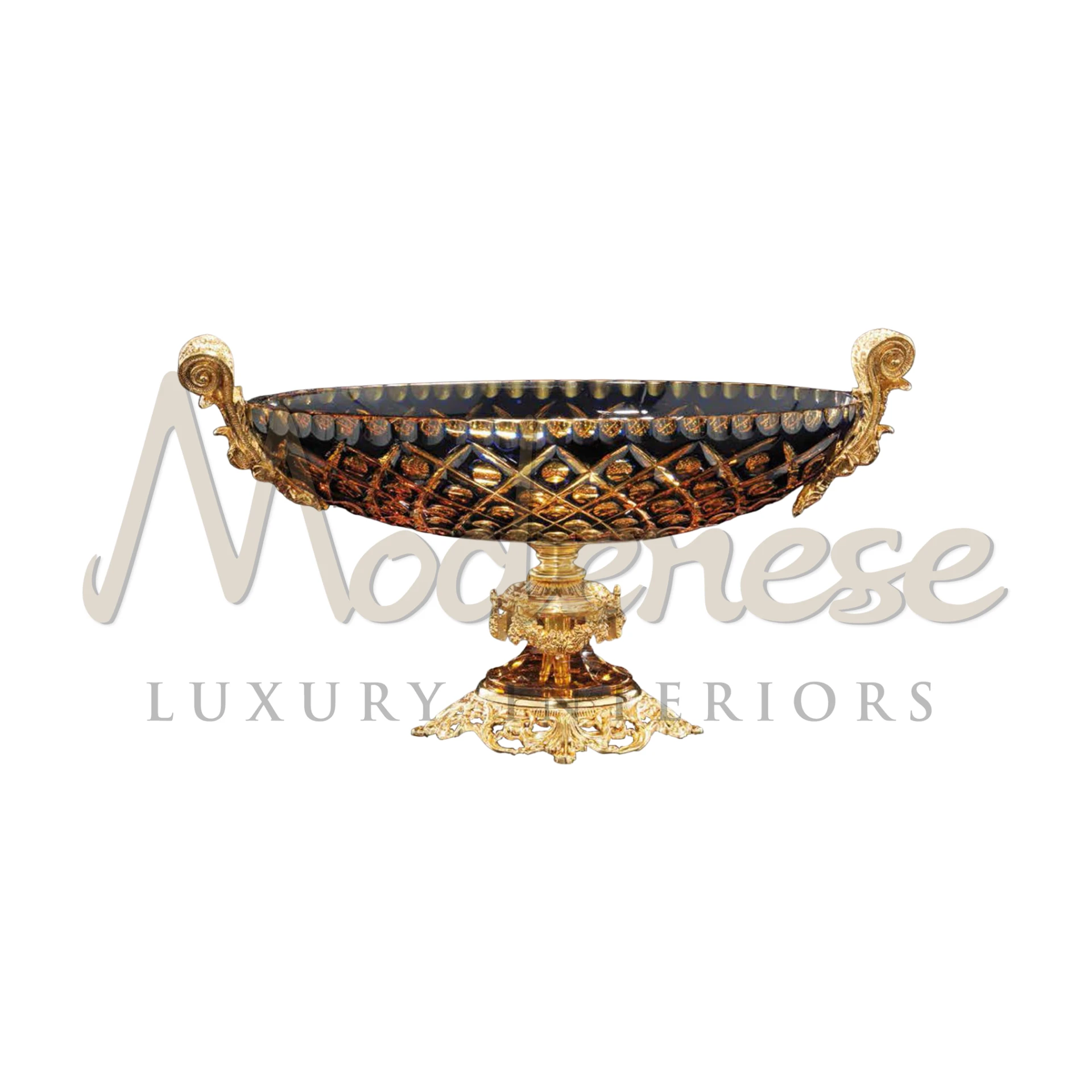 Luxury crystal vase by Modenese, perfect for opulent settings with its elegant branches and polished finish.
