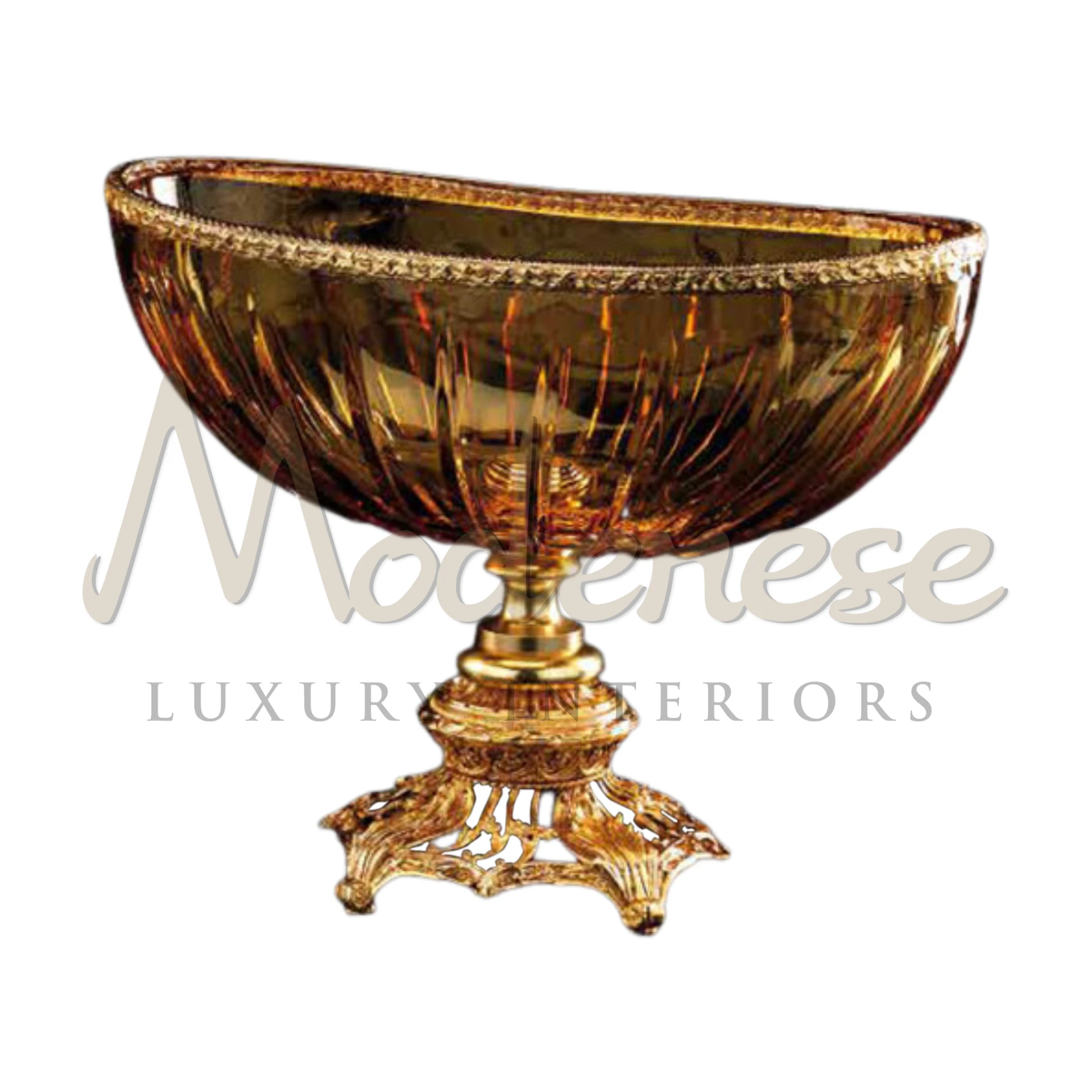 Luxury Art Deco Crystal Vase with intricate etchings in baroque style, perfect for interior designers seeking classic and luxury interior elements.