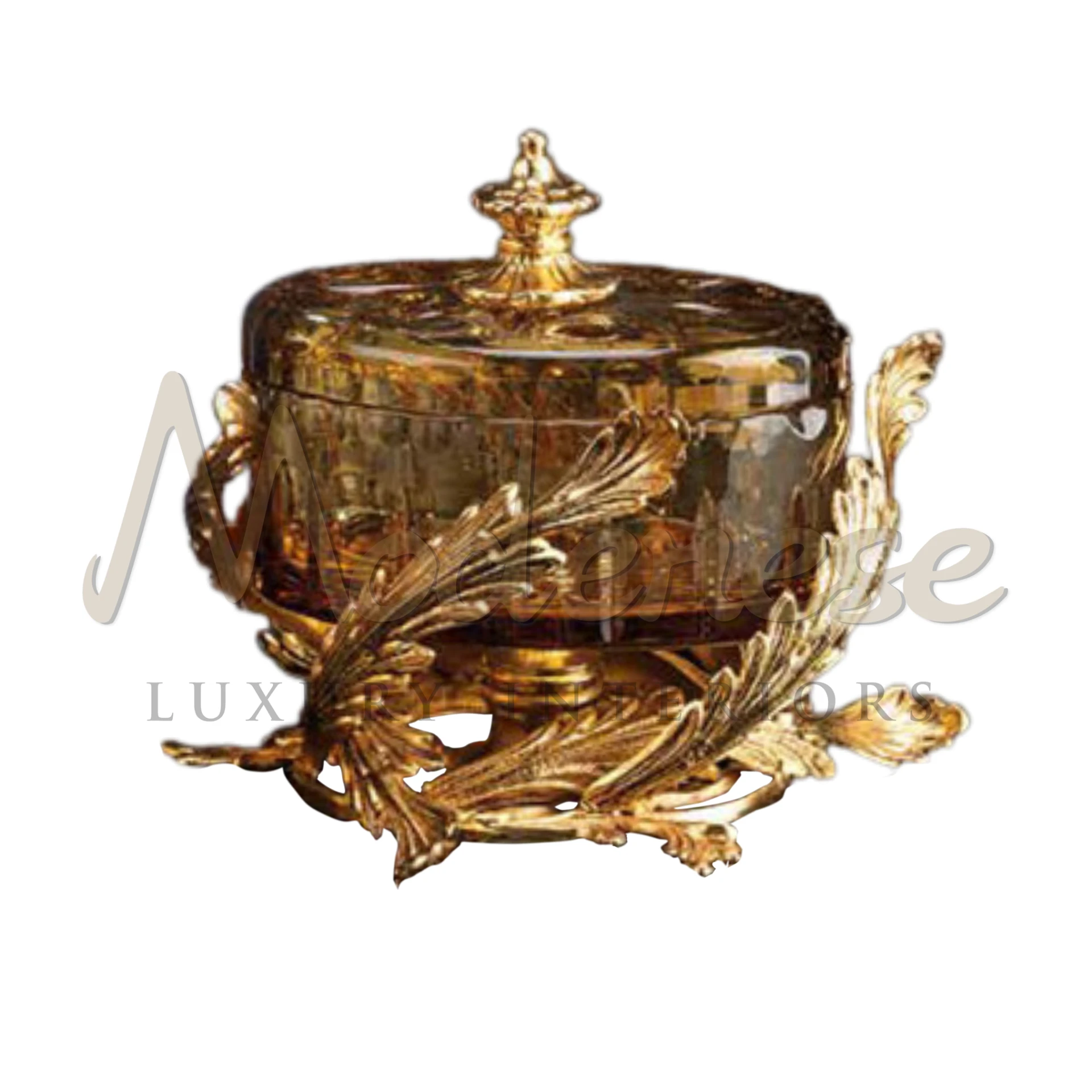 Elegant luxury box adorned with gold leaves, blending functionality with aesthetic appeal for classic and baroque interior design.