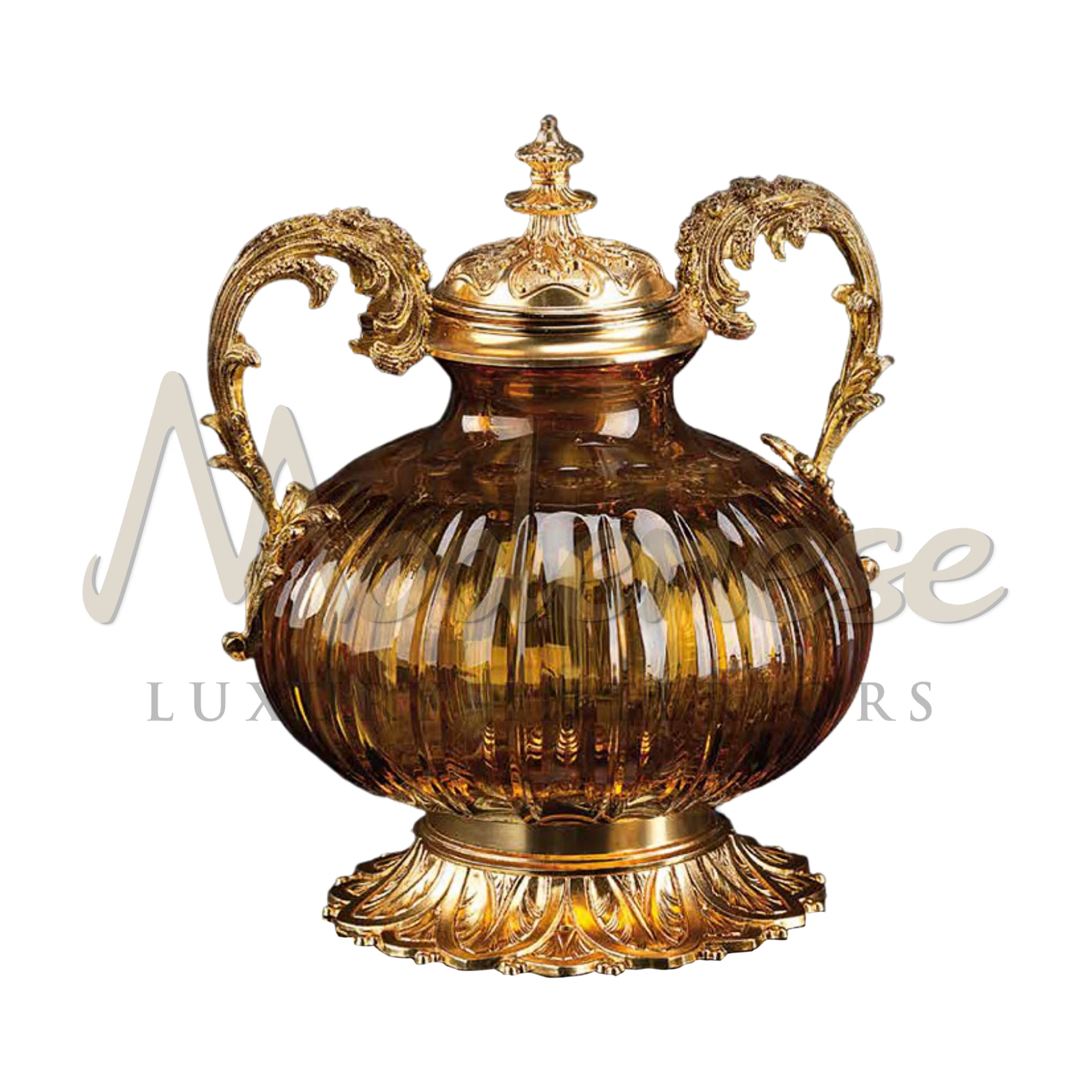 High-end crystal vase with intricate patterns, ideal for luxury interior design, showcasing classic and baroque elegance.