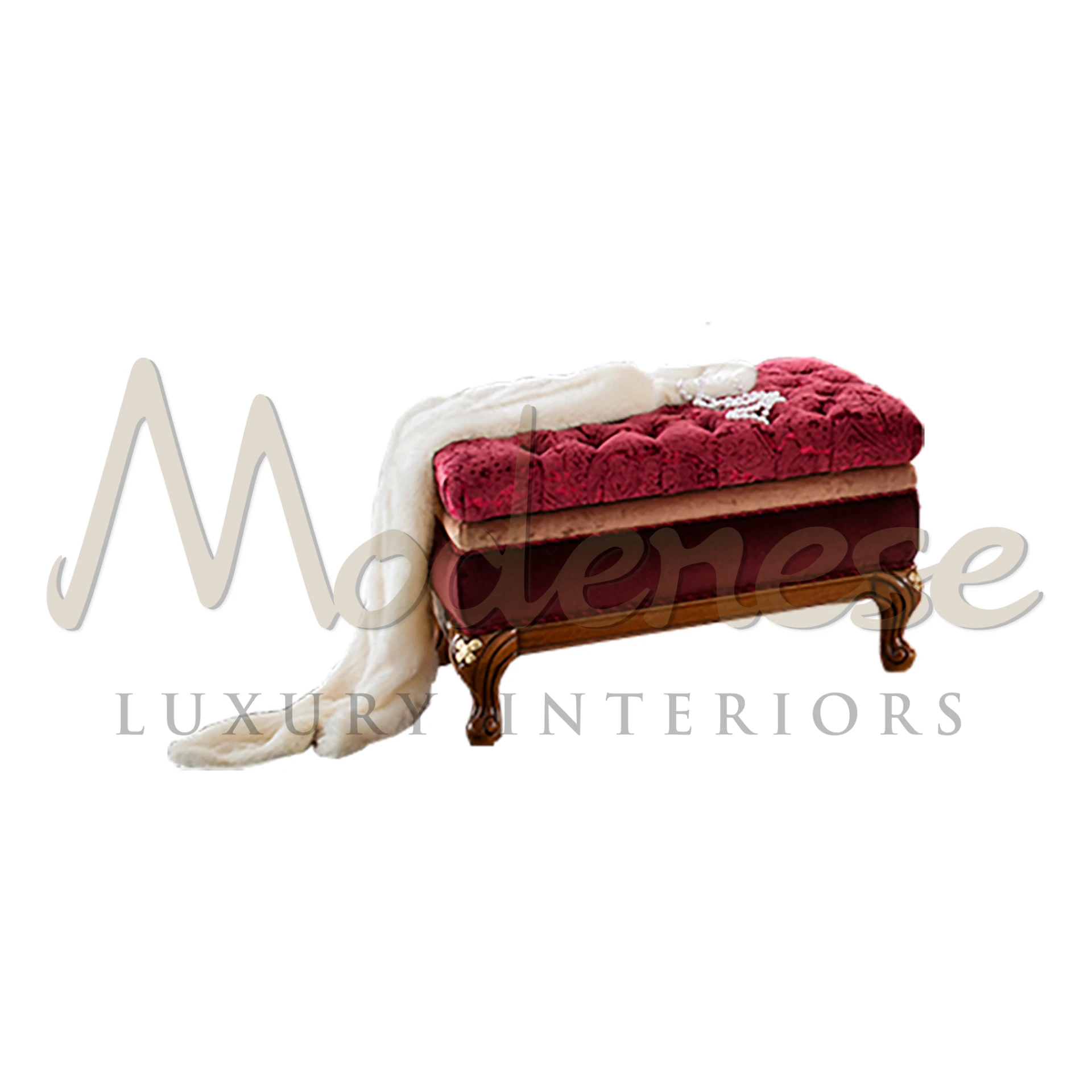 Luxurious Comfort: Upholstered Classic Red Velvet Pouf for Your Home