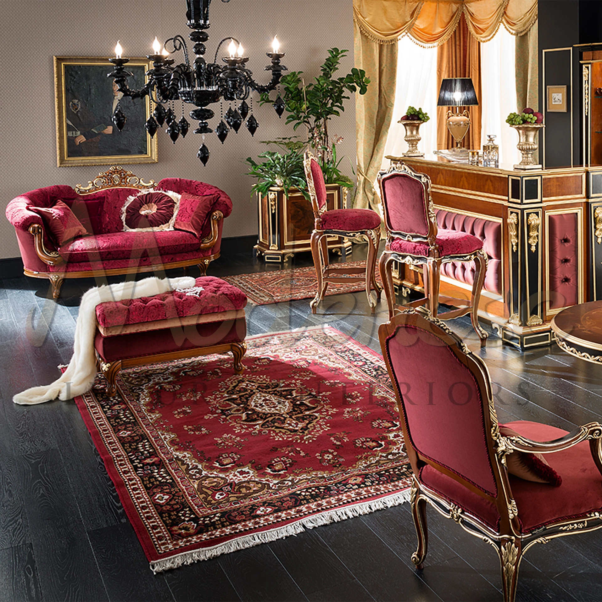 Opulent Charm: Explore Our Collection of Classic Red Velvet Poufs