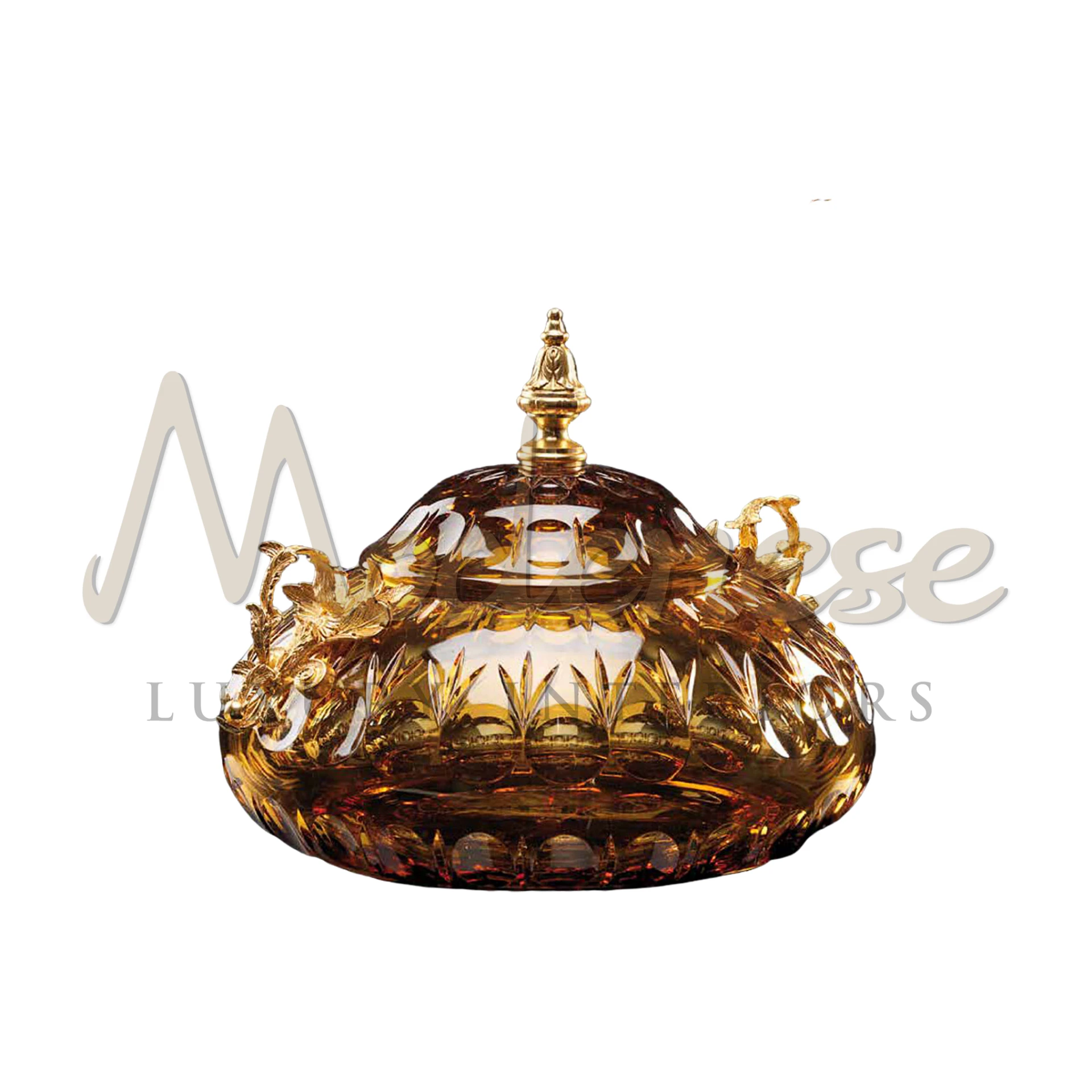 Luxurious Rococo Style Crystal Bowl with intricate scrolls and florals, ideal for sophisticated luxury interiors and collectors.






