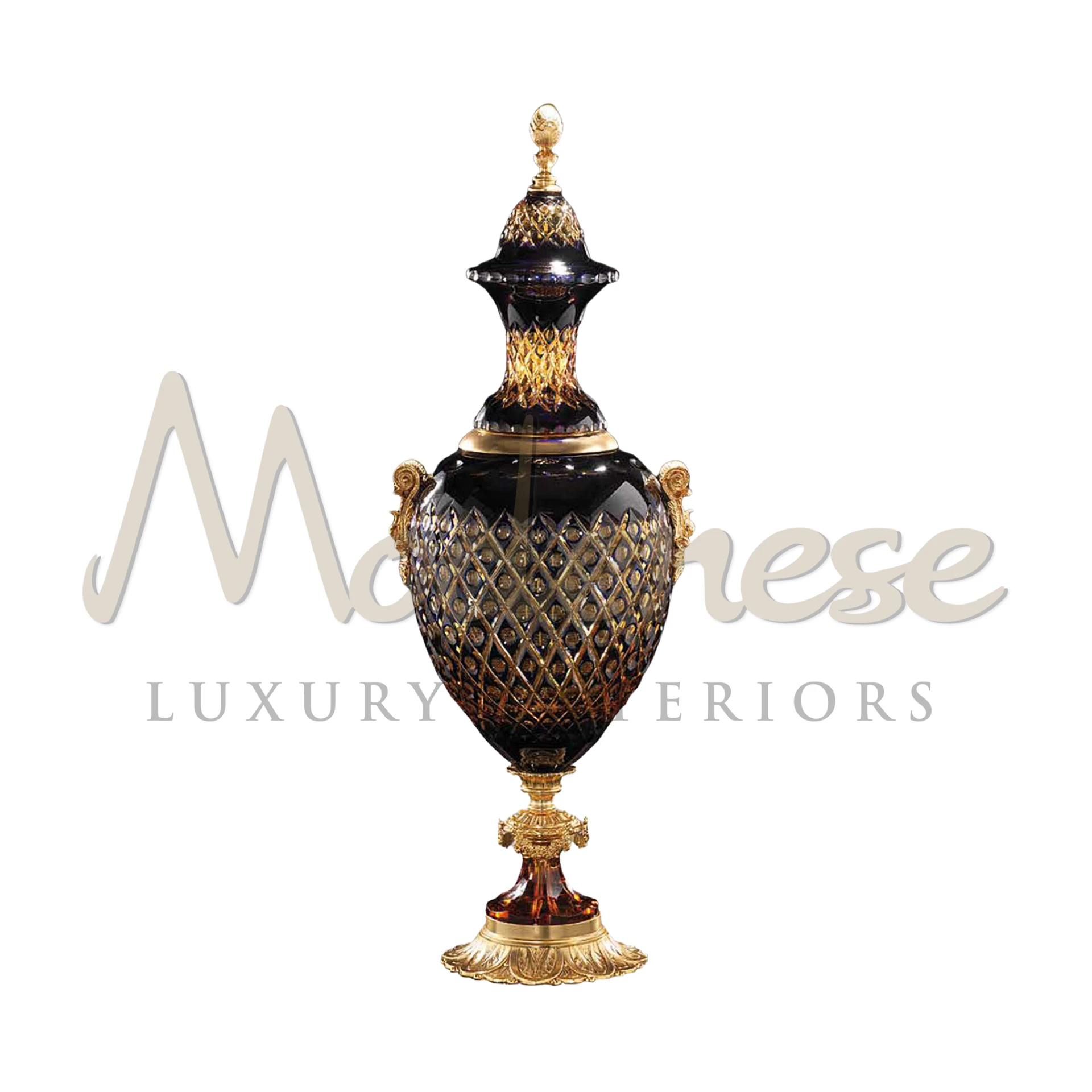 Modern Classical Glass Amphore by Modenese, high-quality craftsmanship in a sleek design, ideal for luxury interior settings.