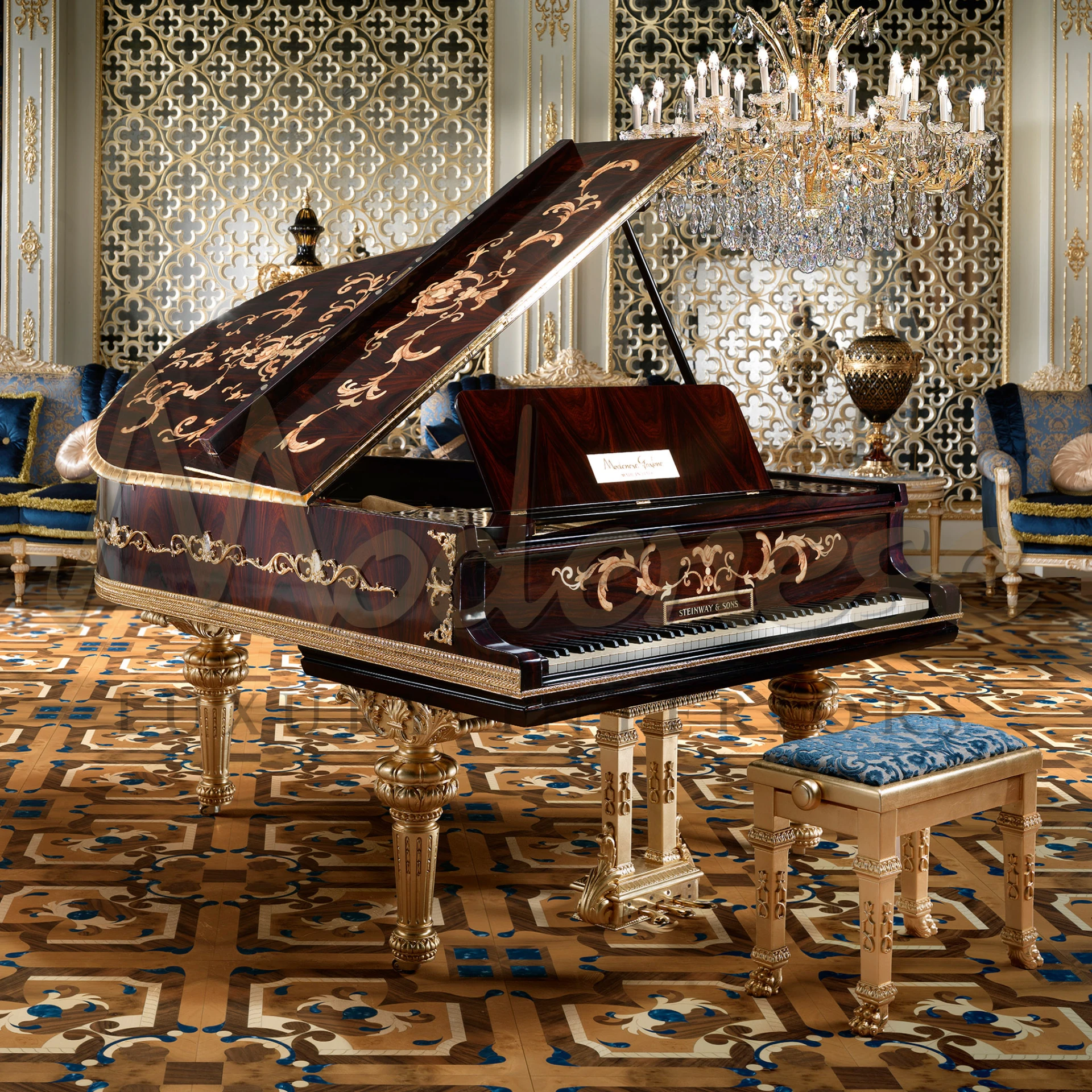 Majestic Elegance: Explore Our Piano Stool with Lion Legs Collection