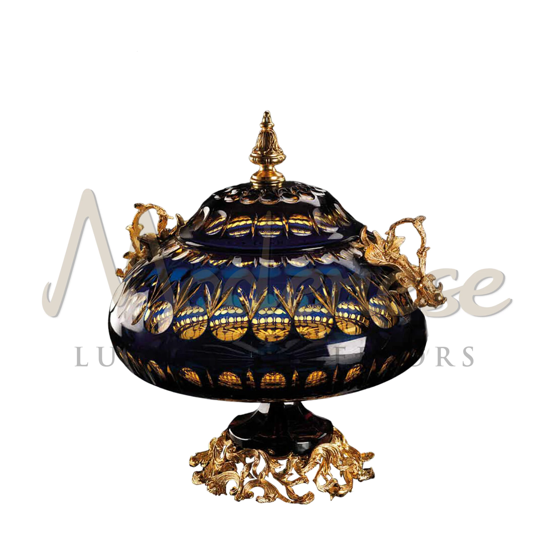 Classical Black Glass Box by Modenese, featuring a timeless, classic design, ideal for adding elegance to luxury interiors.