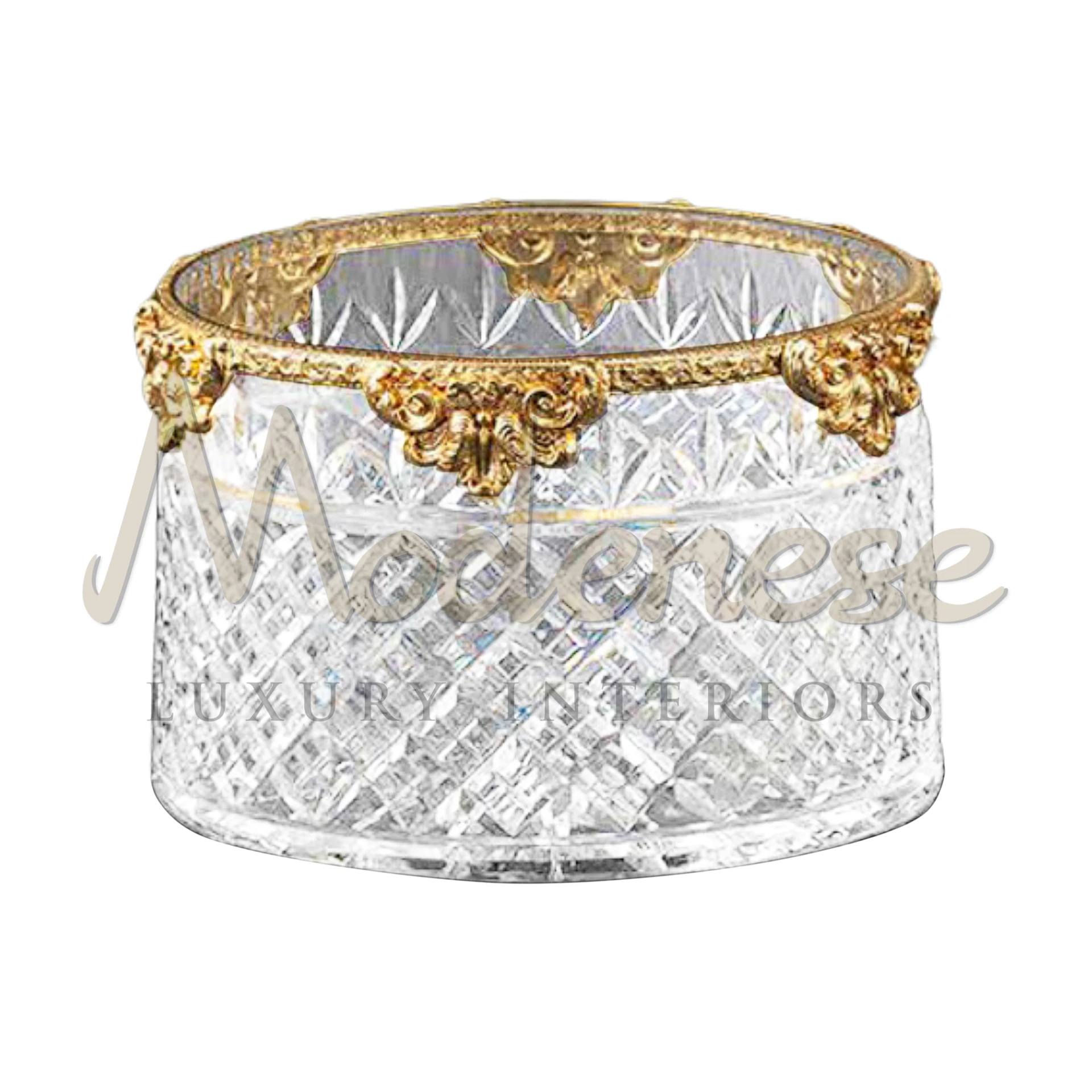 Classical Glass Box, clear and elegant, with optional decorative cut glass designs, ideal for luxury interior design and sophisticated storage.