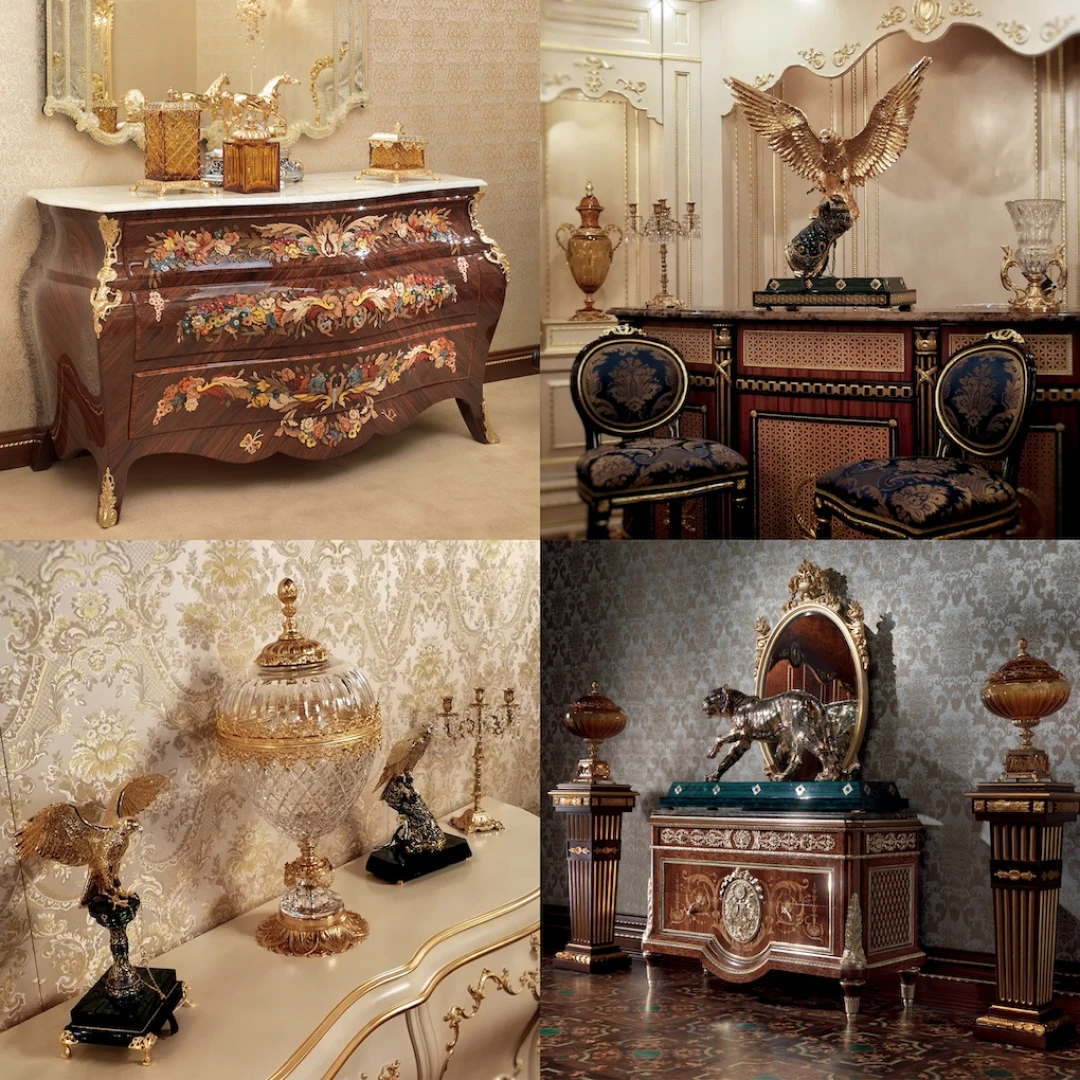 Classic style home decor accessories in crystal and brass vases animal statues for decoration